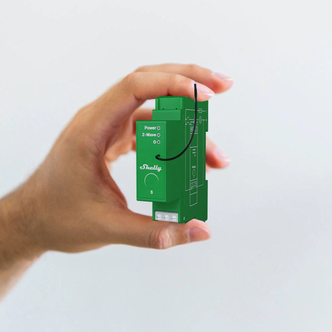 Módulo inteligente Z-Wave com medição e regulação de intensidade para montagem em calha DIN. Ideal para controlo seguro e eficiente da iluminação.