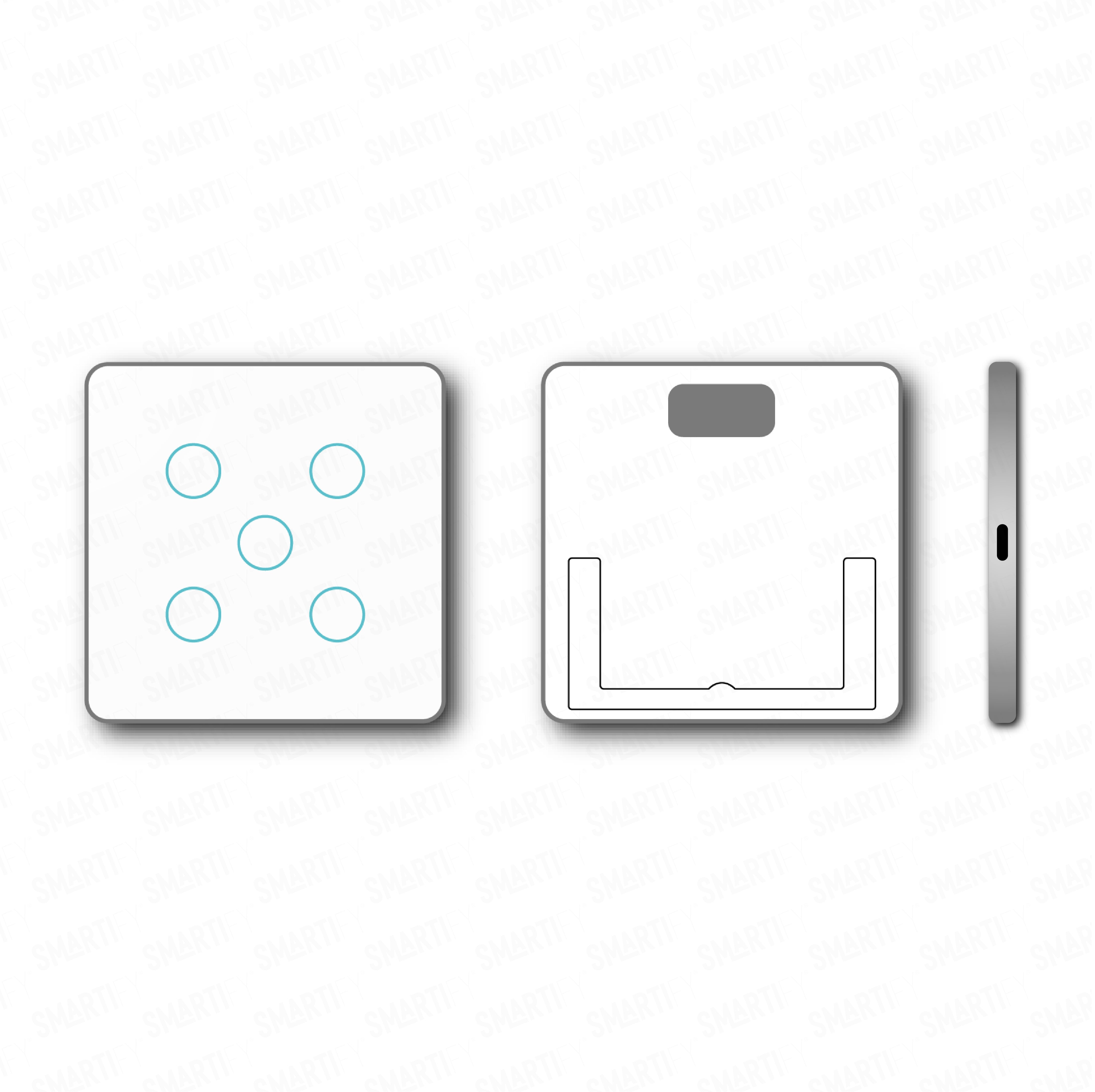 Smartify vPRO Comando de Cenários 5 Botões (15 Cenários) Branco – pontos de vista de espelho compacto com acabamento em vidro temperado.