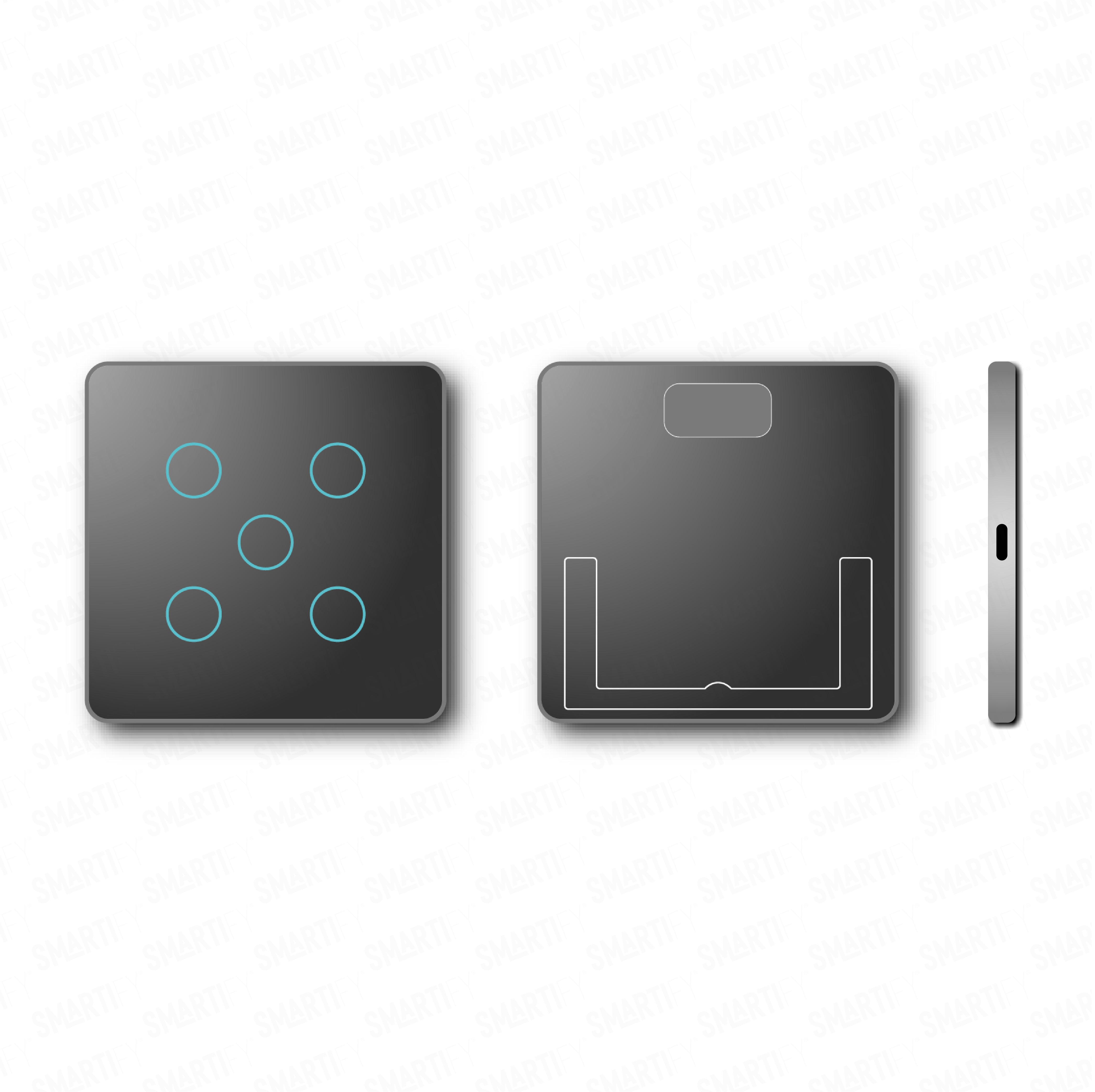 Smartify vPRO Comando de Cenários 5 Botões (15 Cenários) Preto – pontos de vista de espelho compacto com acabamento em vidro temperado.