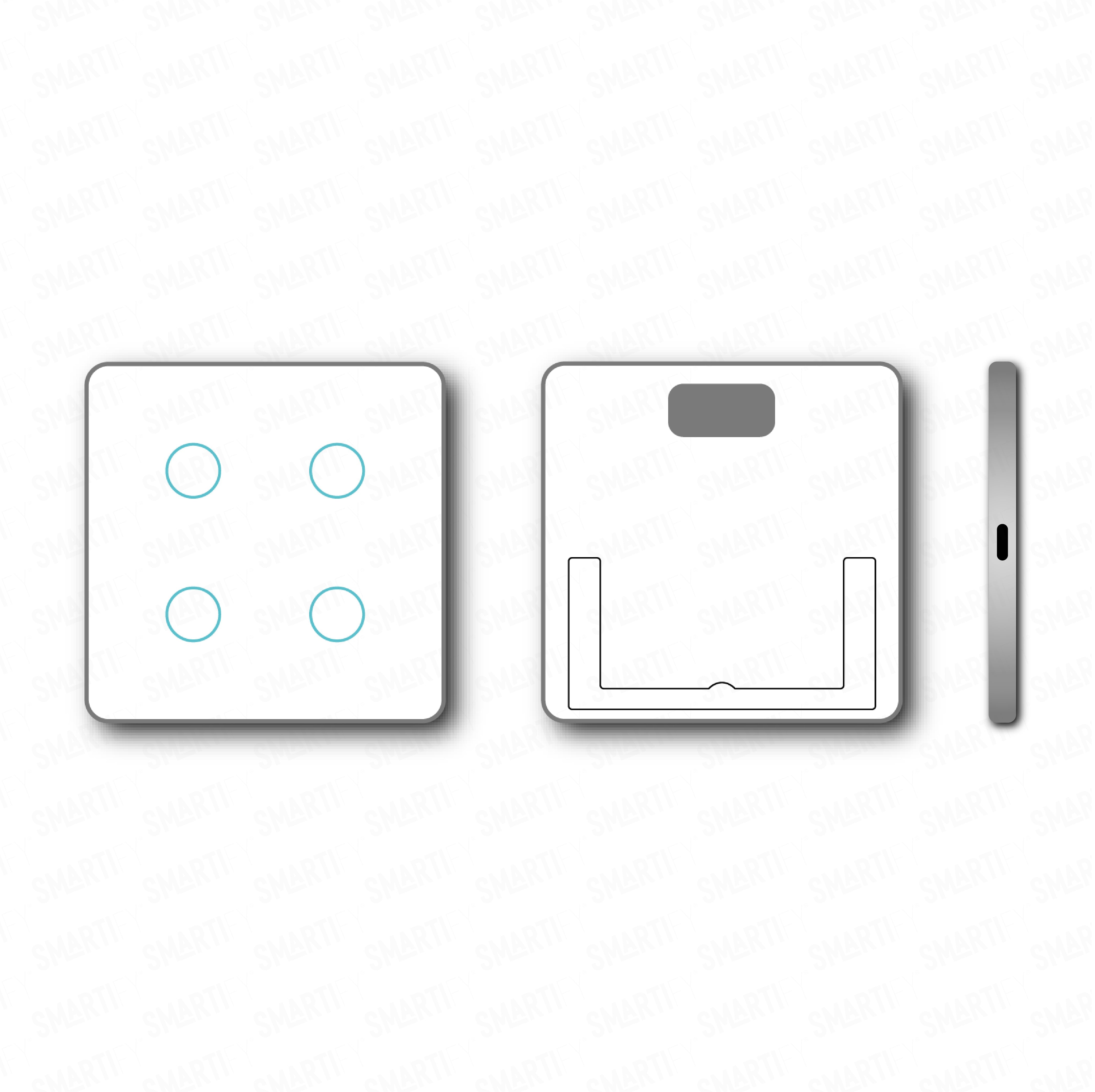 Smartify vPRO Comando de Cenários 4 Botões (12 Cenários) Branco – pontos de vista de espelho compacto com acabamento em vidro temperado.