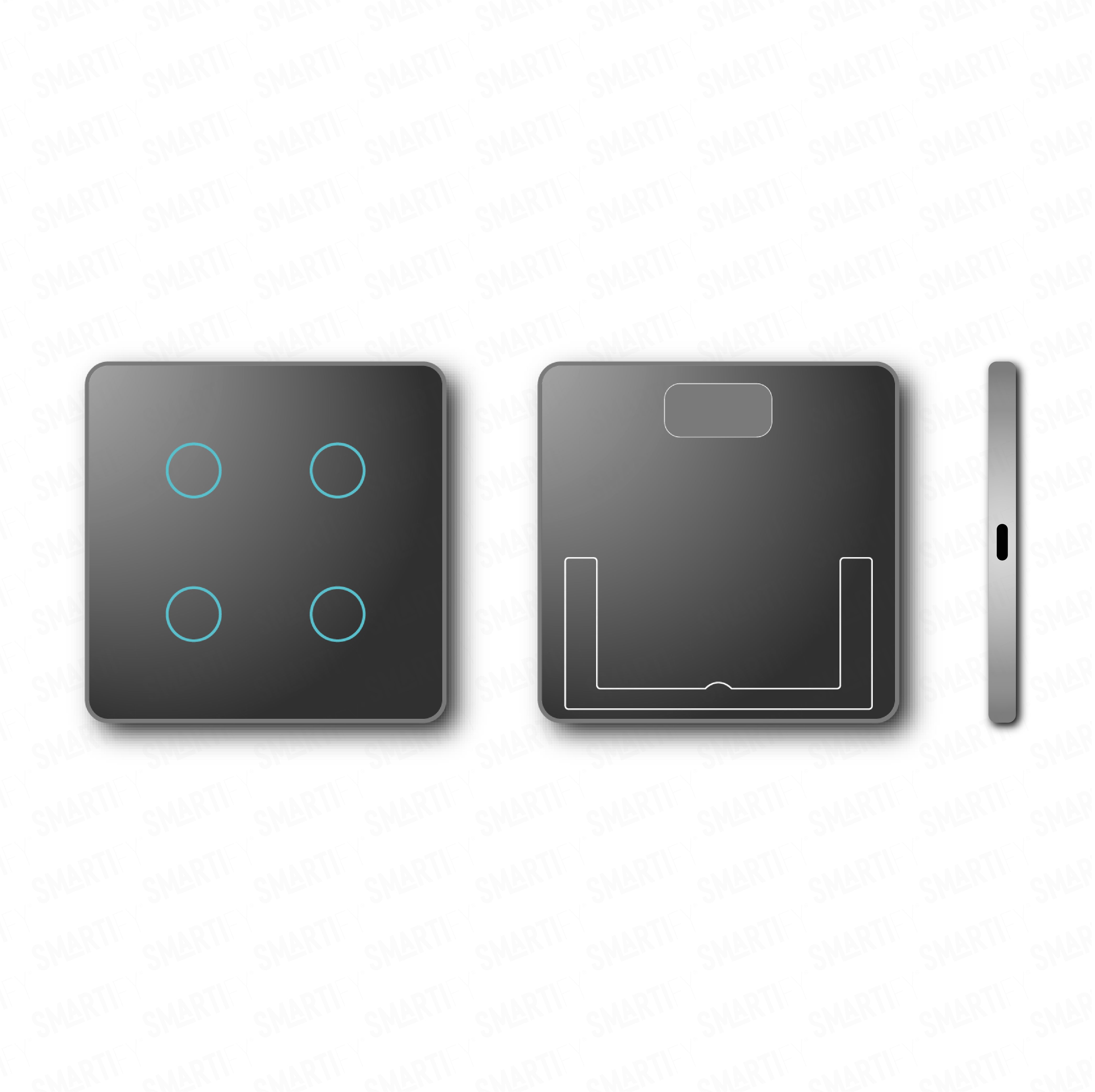 Smartify vPRO Comando de Cenários 4 Botões (12 Cenários) Preto – pontos de vista de espelho compacto com acabamento em vidro temperado.