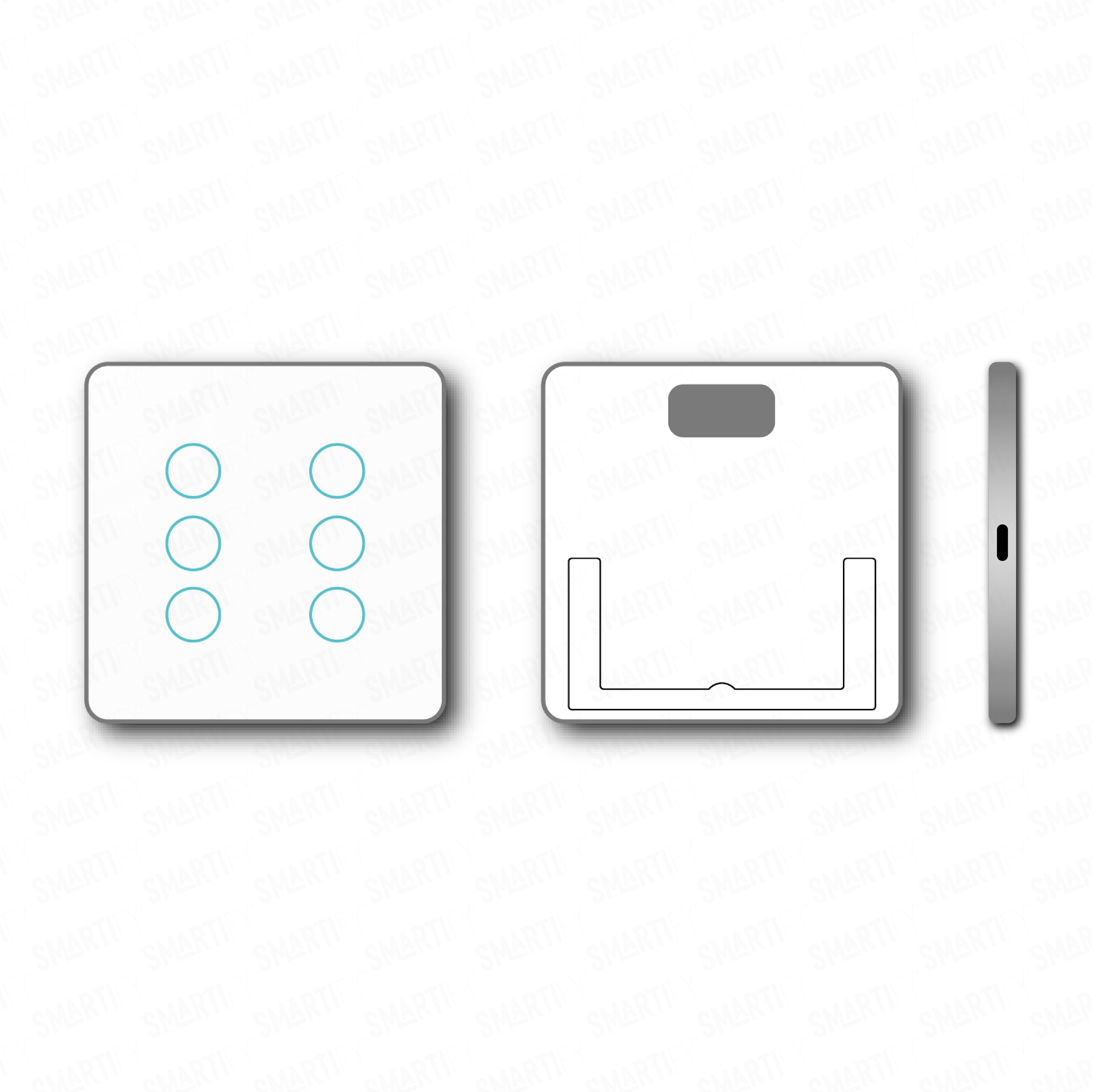 Smartify vPRO Comando de Cenários 6 Botões (18 Cenários) Branco – pontos de vista de espelho compacto com acabamento em vidro temperado.