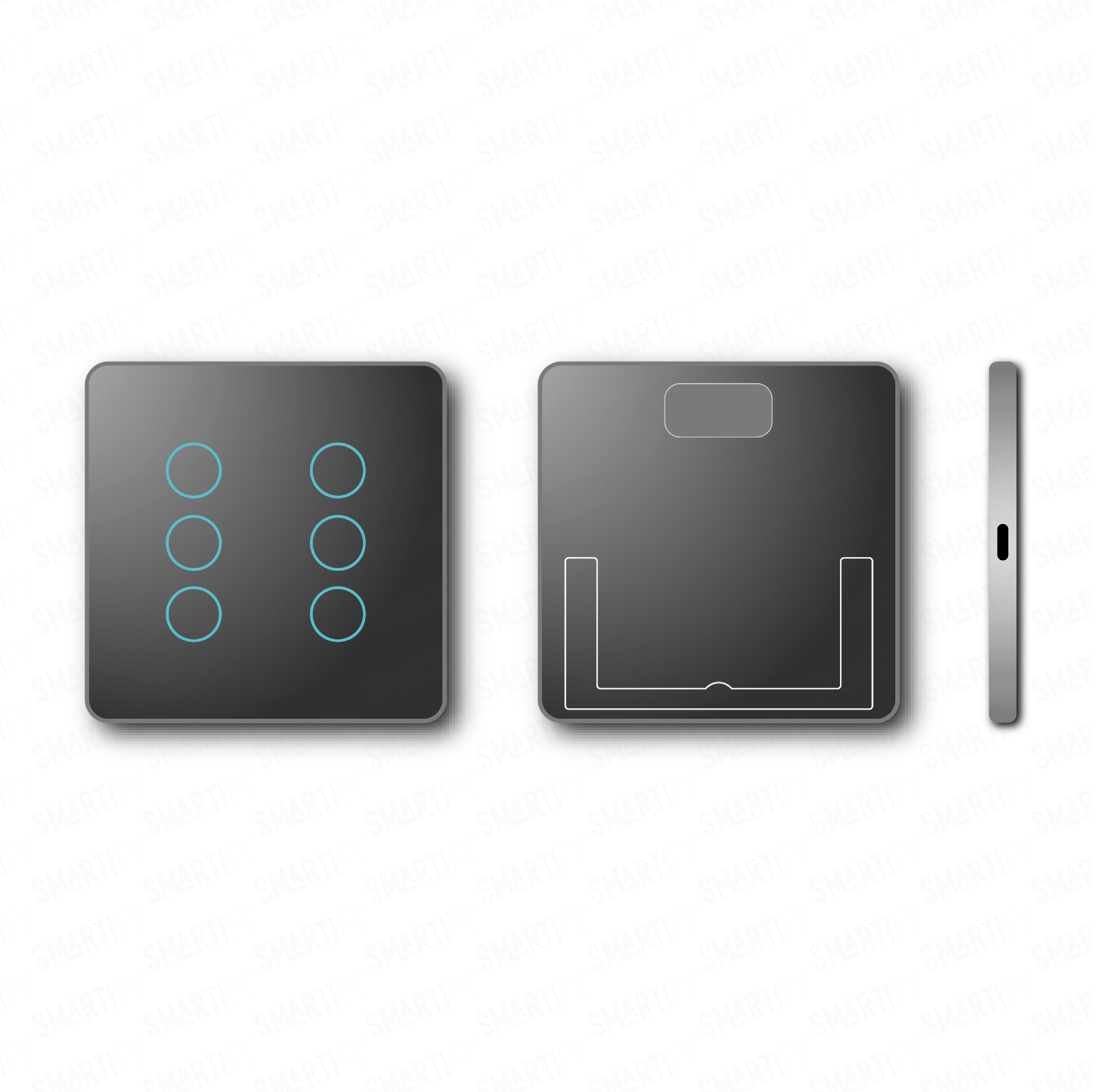 Smartify vPRO Comando de Cenários 6 Botões (18 Cenários) Preto – pontos de vista de espelho compacto com acabamento em vidro temperado.