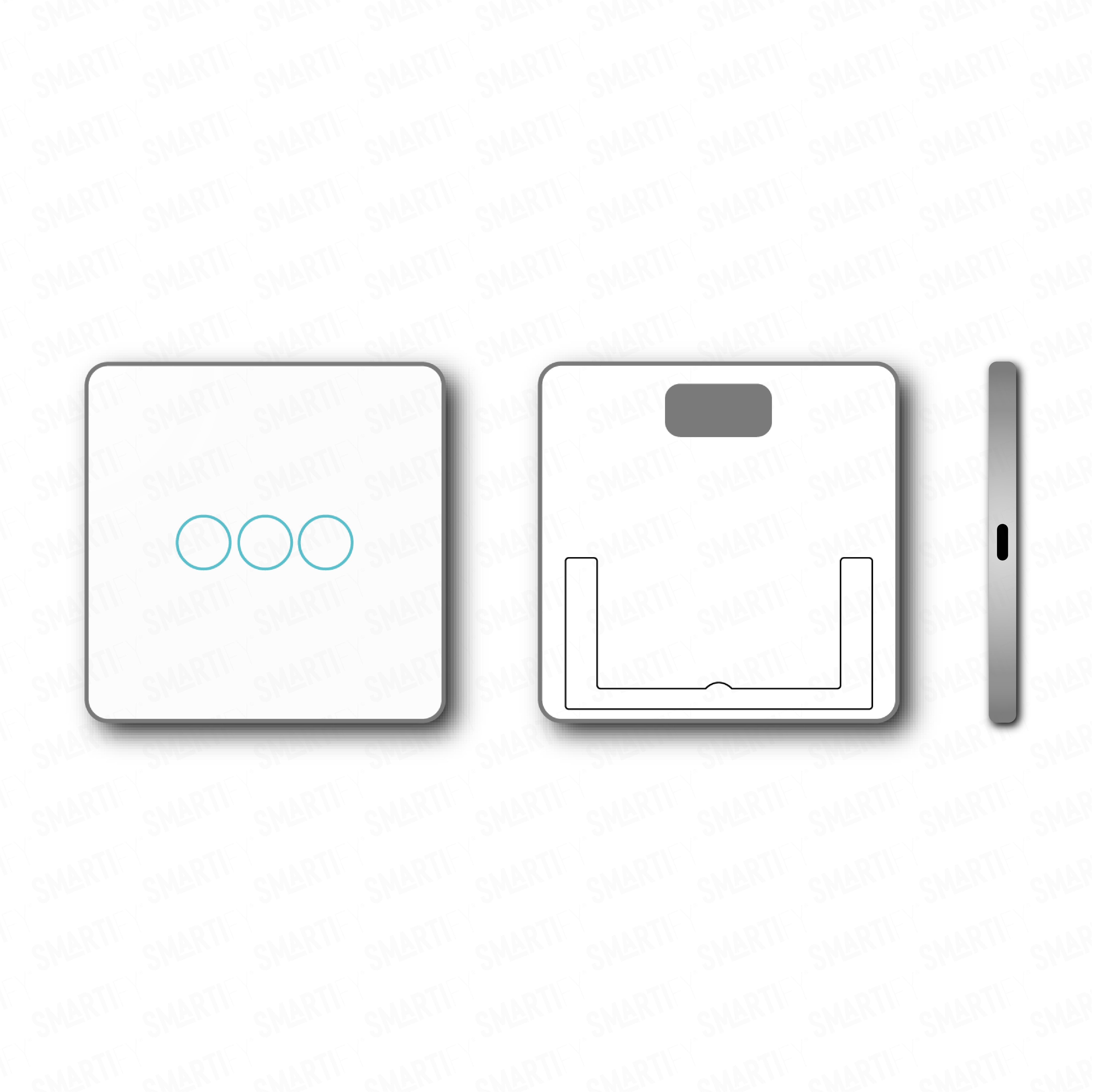 Smartify vPRO Comando de Cenários 3 Botões (9 Cenários) Branco – pontos de vista de espelho compacto com acabamento em vidro temperado.