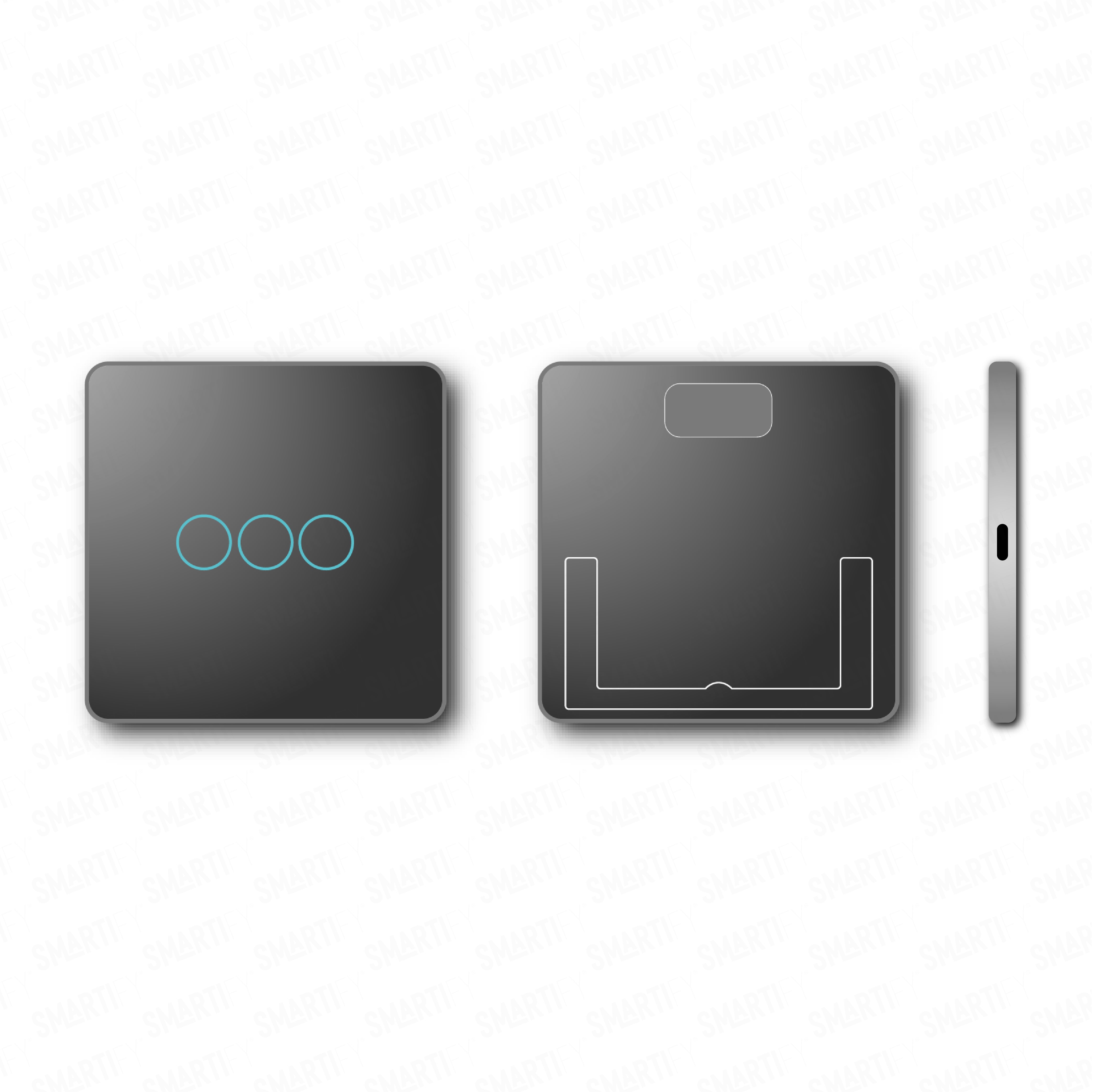 Smartify vPRO Comando de Cenários 3 Botões (9 Cenários) Preto – pontos de vista de espelho compacto com acabamento em vidro temperado.