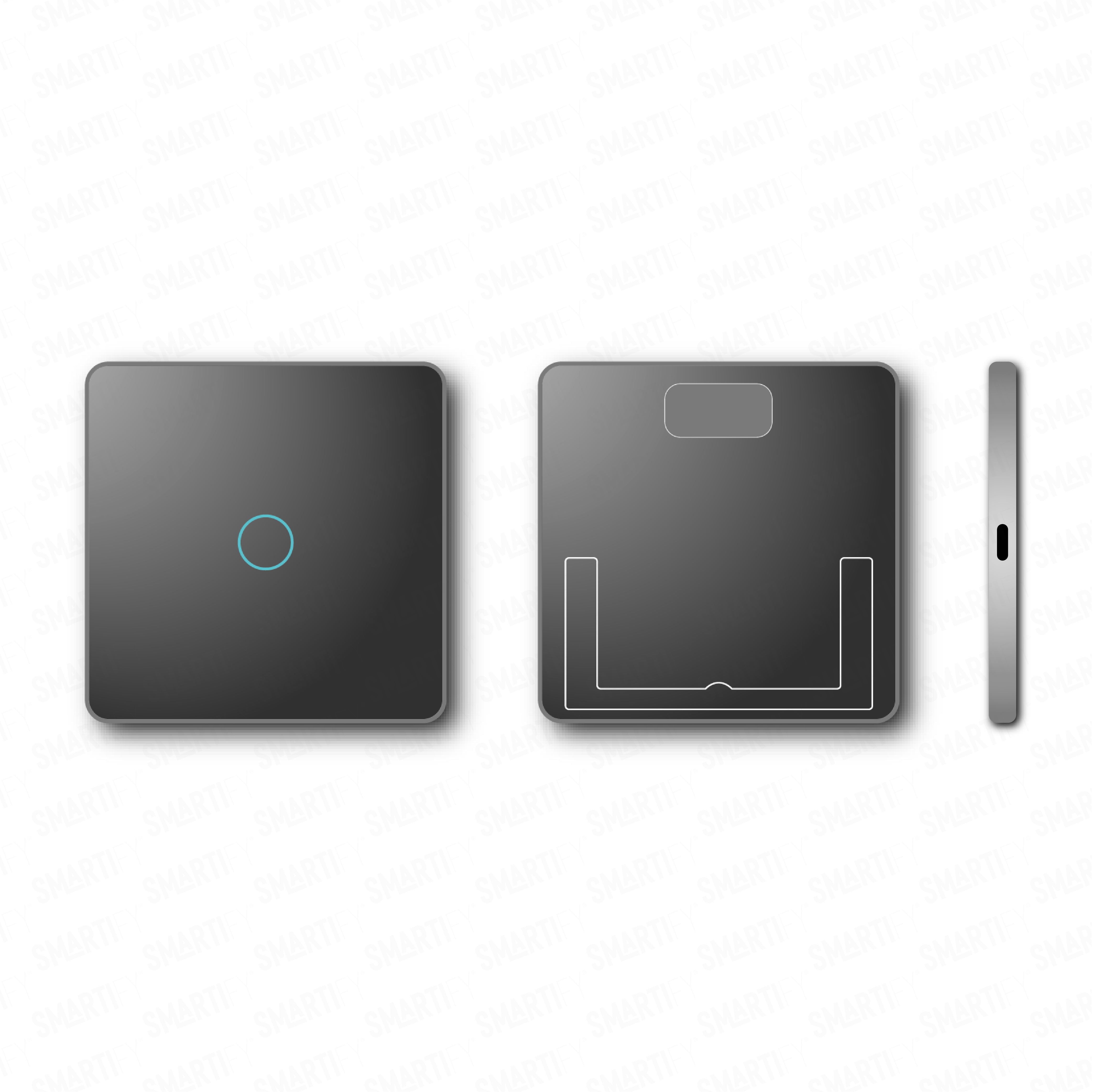 Smartify vPRO Comando de Cenários 1 Botão (3 Cenários) Preto – pontos de vista de espelho compacto com acabamento em vidro temperado.