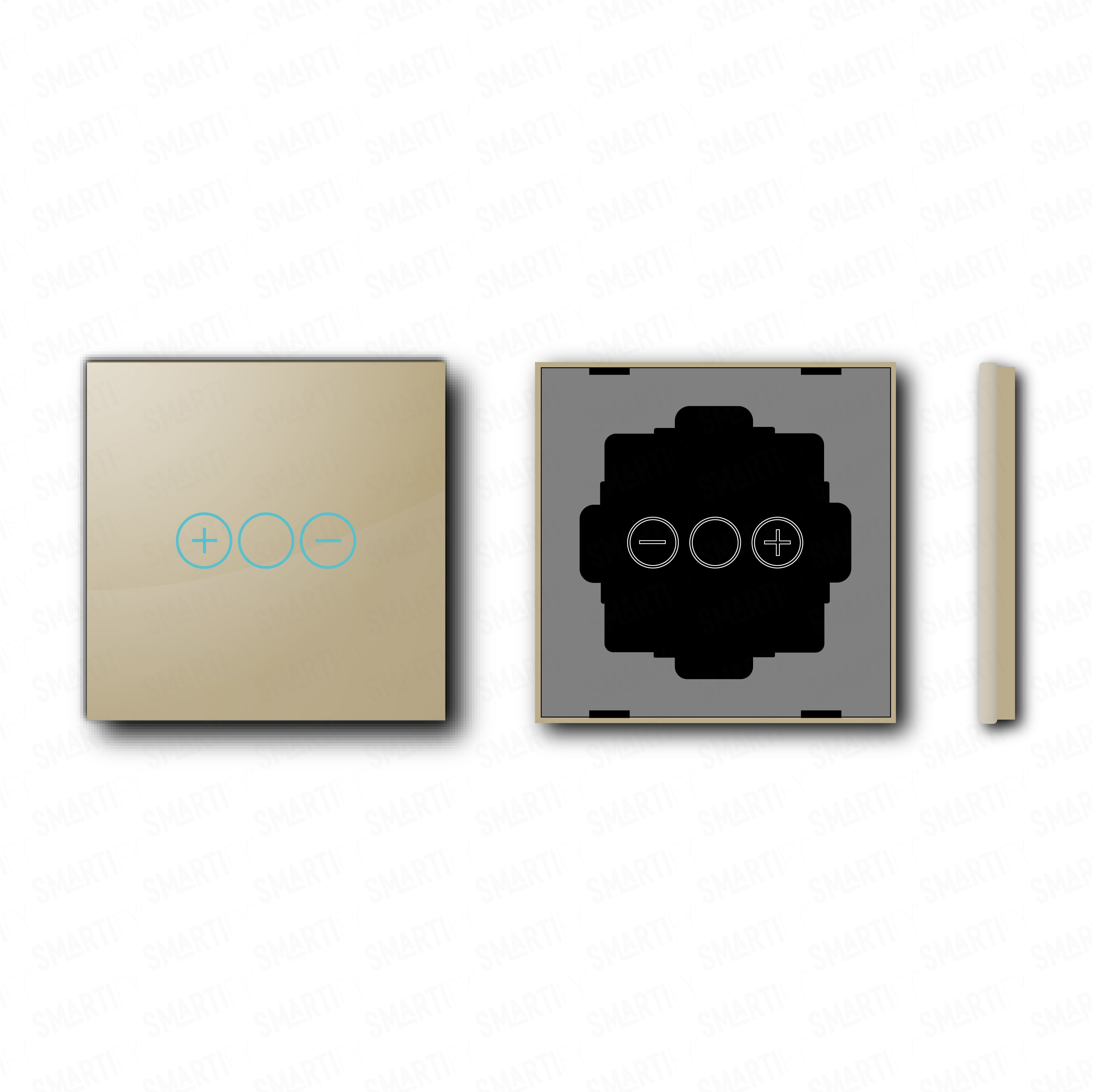 Smartify vPRO Espelho Simples c/ Regulador de Intensidade Dourado -pontos de vista de espelho compacto com acabamento em vidro temperado.