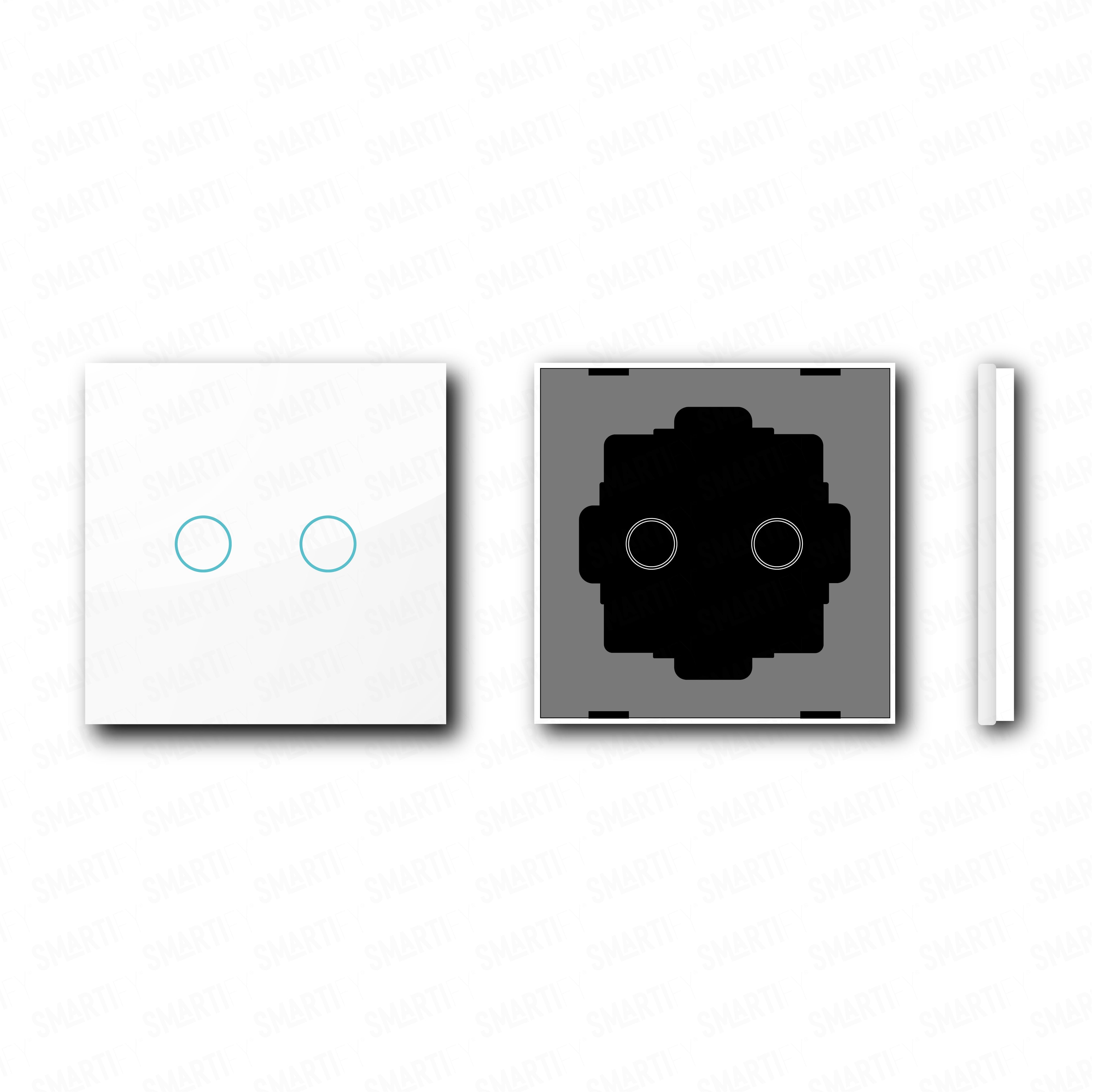 Smartify vPRO Espelho Simples de 2 botões Branco – pontos de vista de espelho compacto com acabamento em vidro temperado.