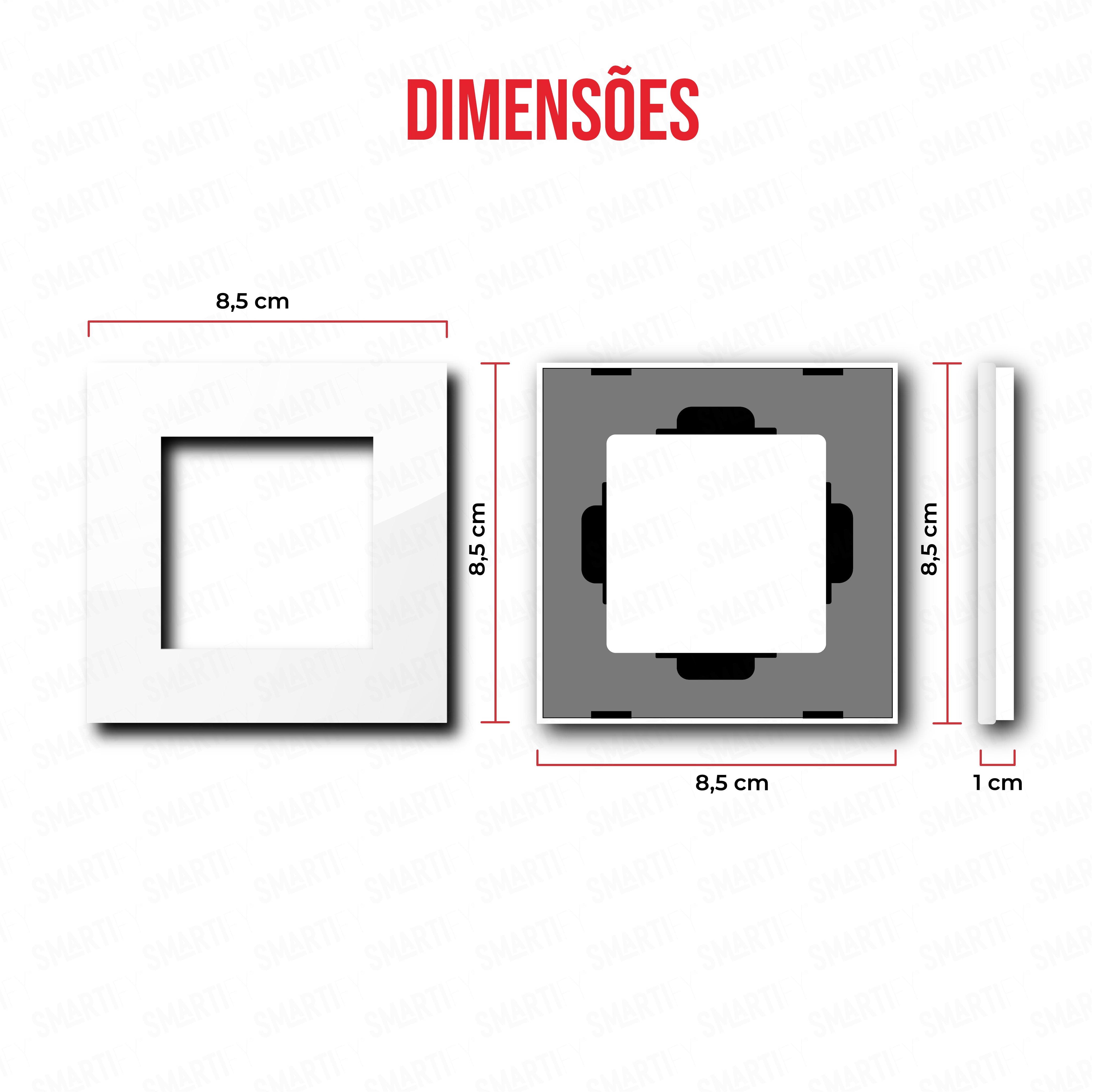 Smartify vPRO Espelho Simples moldura Branco – dimensões de espelho compacto com acabamento em vidro temperado.