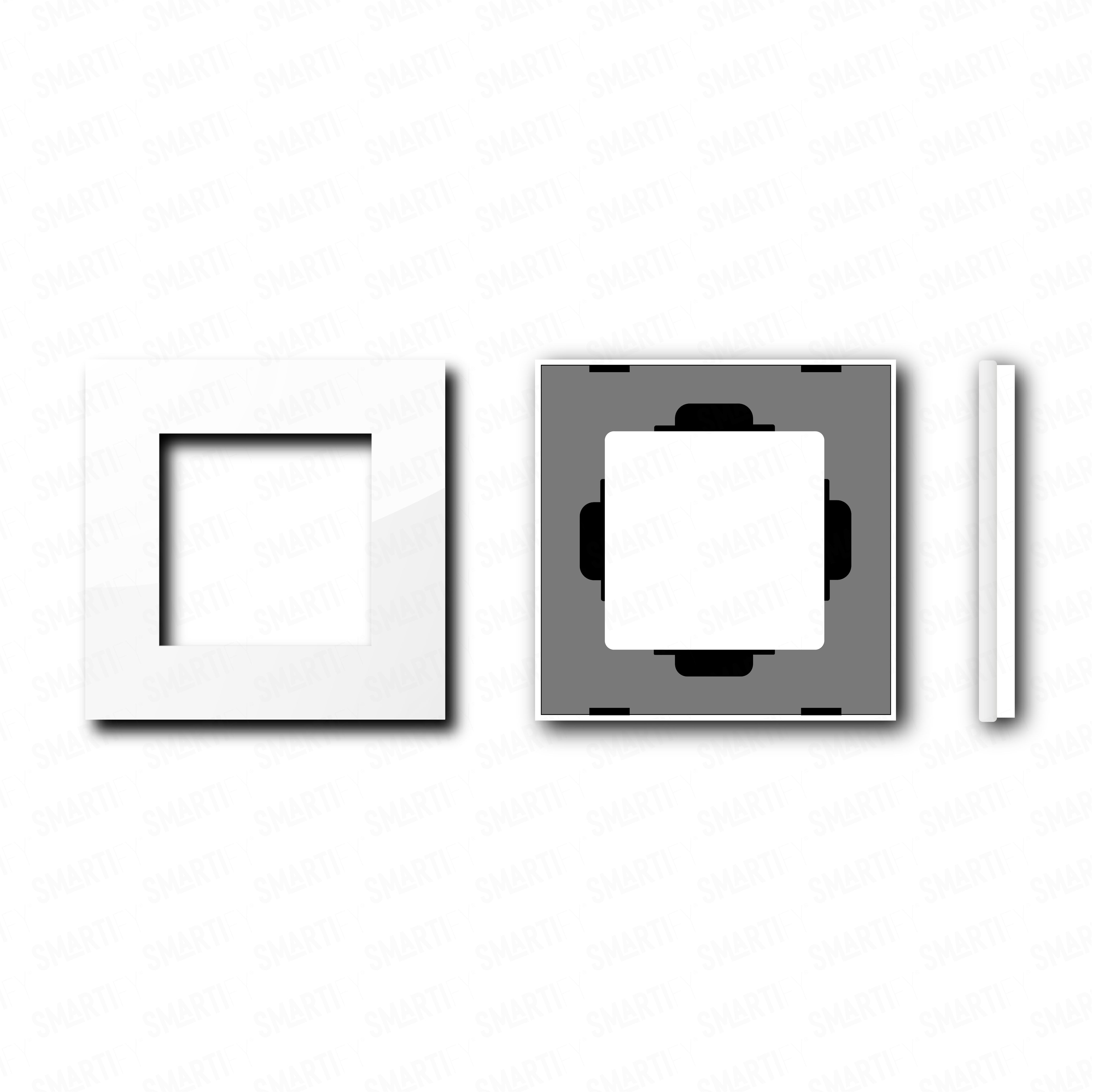 Smartify vPRO Espelho Simples Moldura Branco – pontos de vista de espelho compacto com acabamento em vidro temperado.