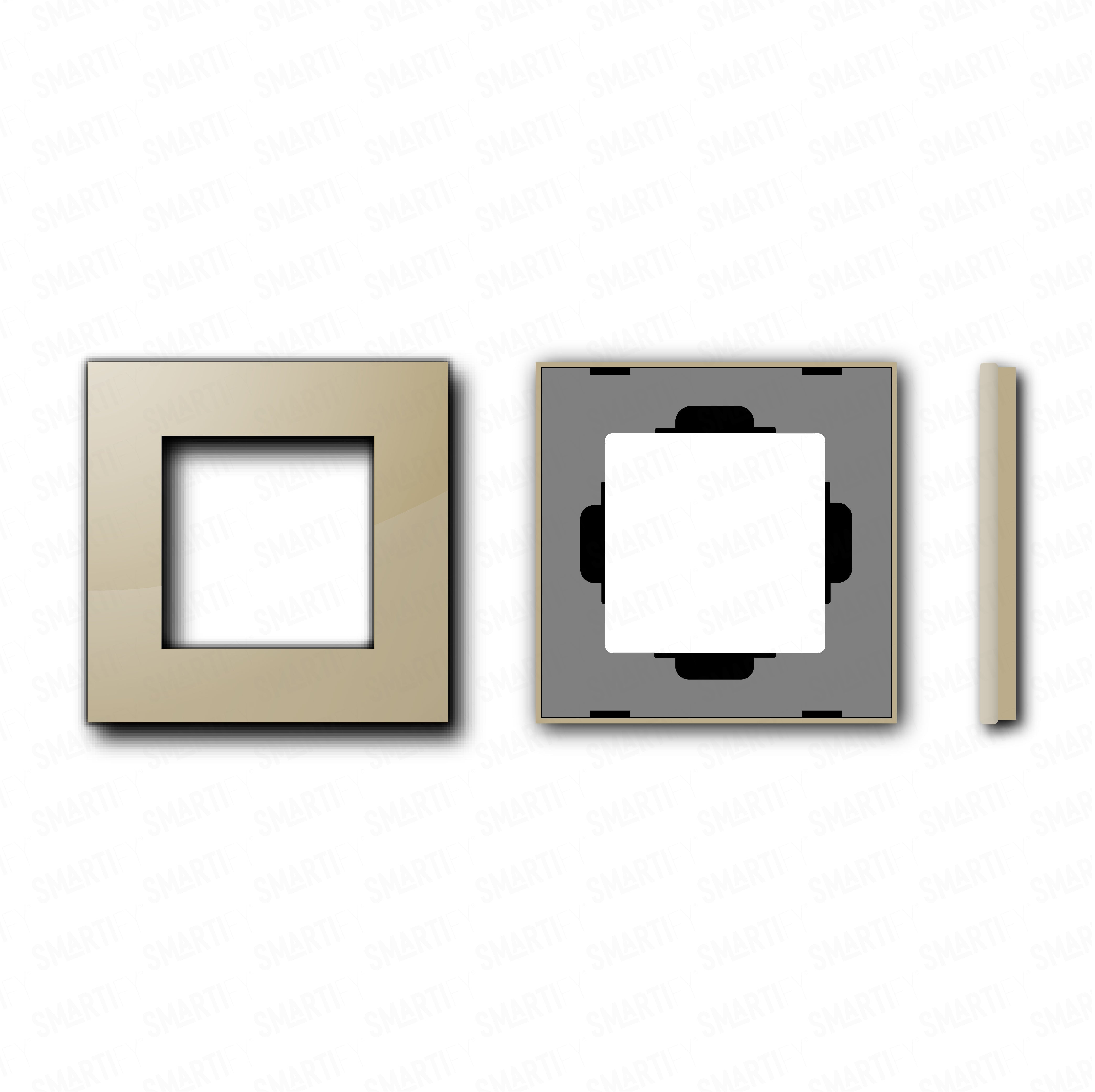 Smartify vPRO Espelho Simples Moldura Dourado – pontos de vista de espelho compacto com acabamento em vidro temperado.