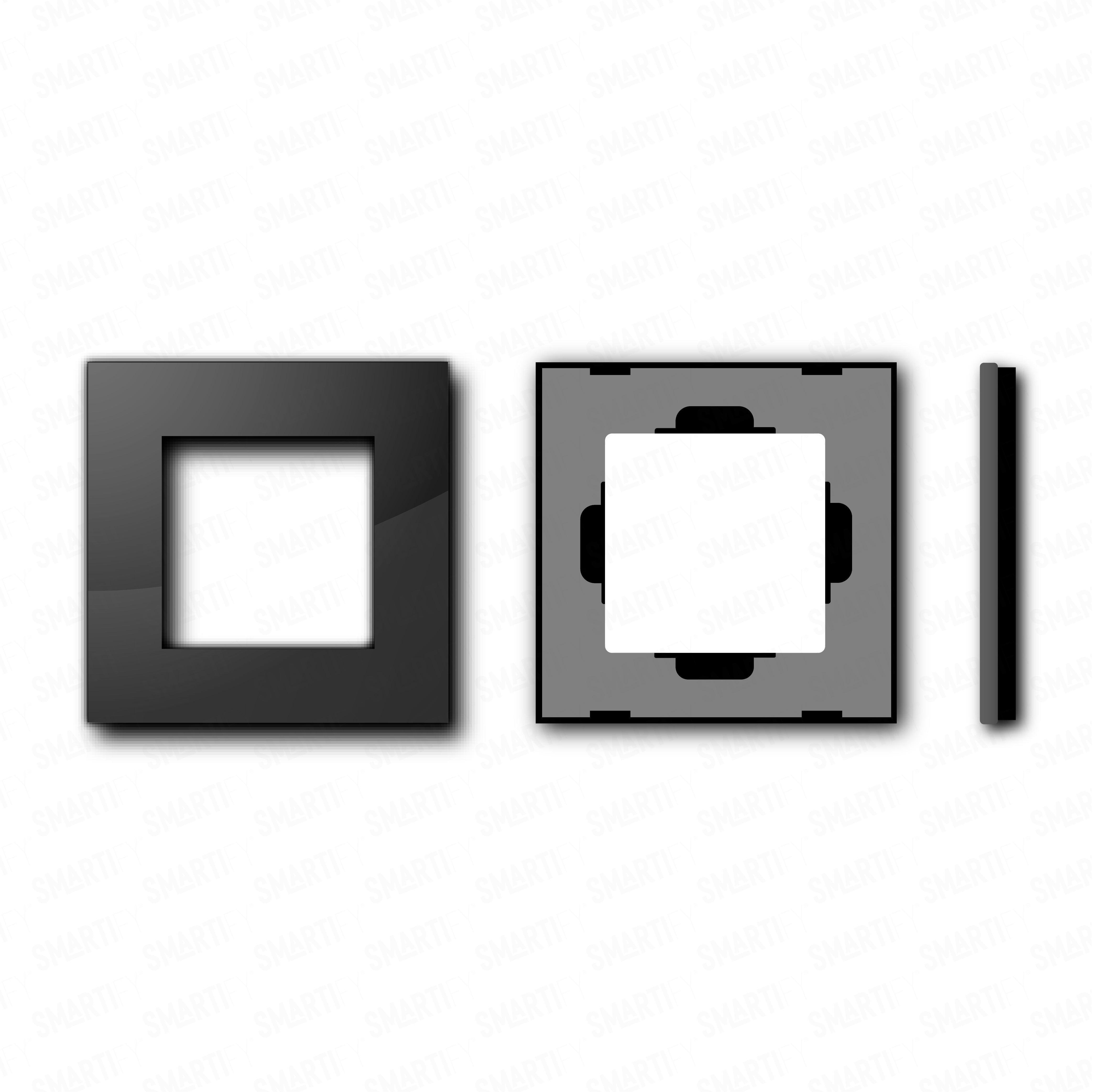 Smartify vPRO Espelho Simples Moldura Preto – pontos de vista de espelho compacto com acabamento em vidro temperado.