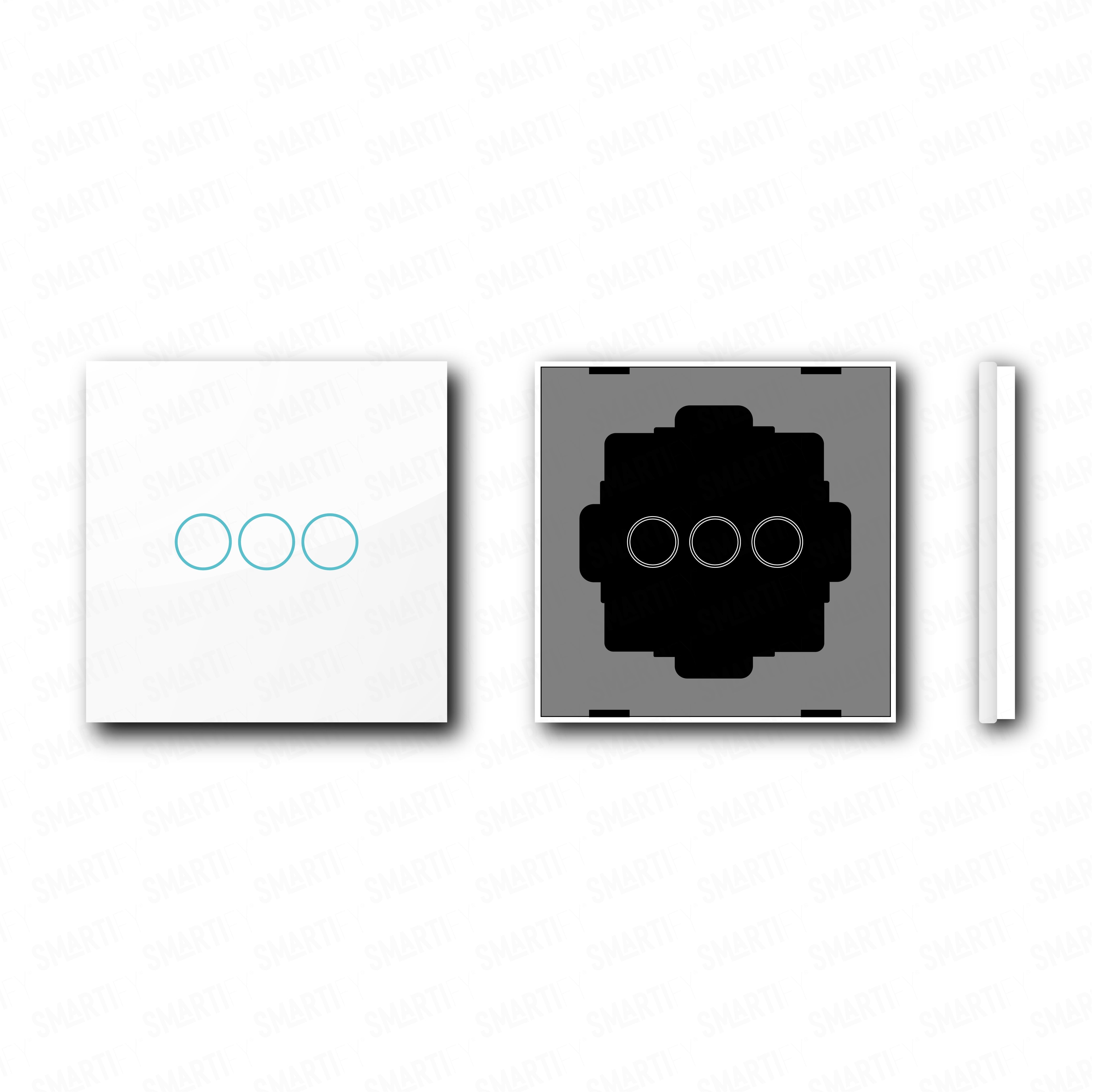 Smartify vPRO Espelho Simples de 3 botões Branco – pontos de vista de espelho compacto com acabamento em vidro temperado.