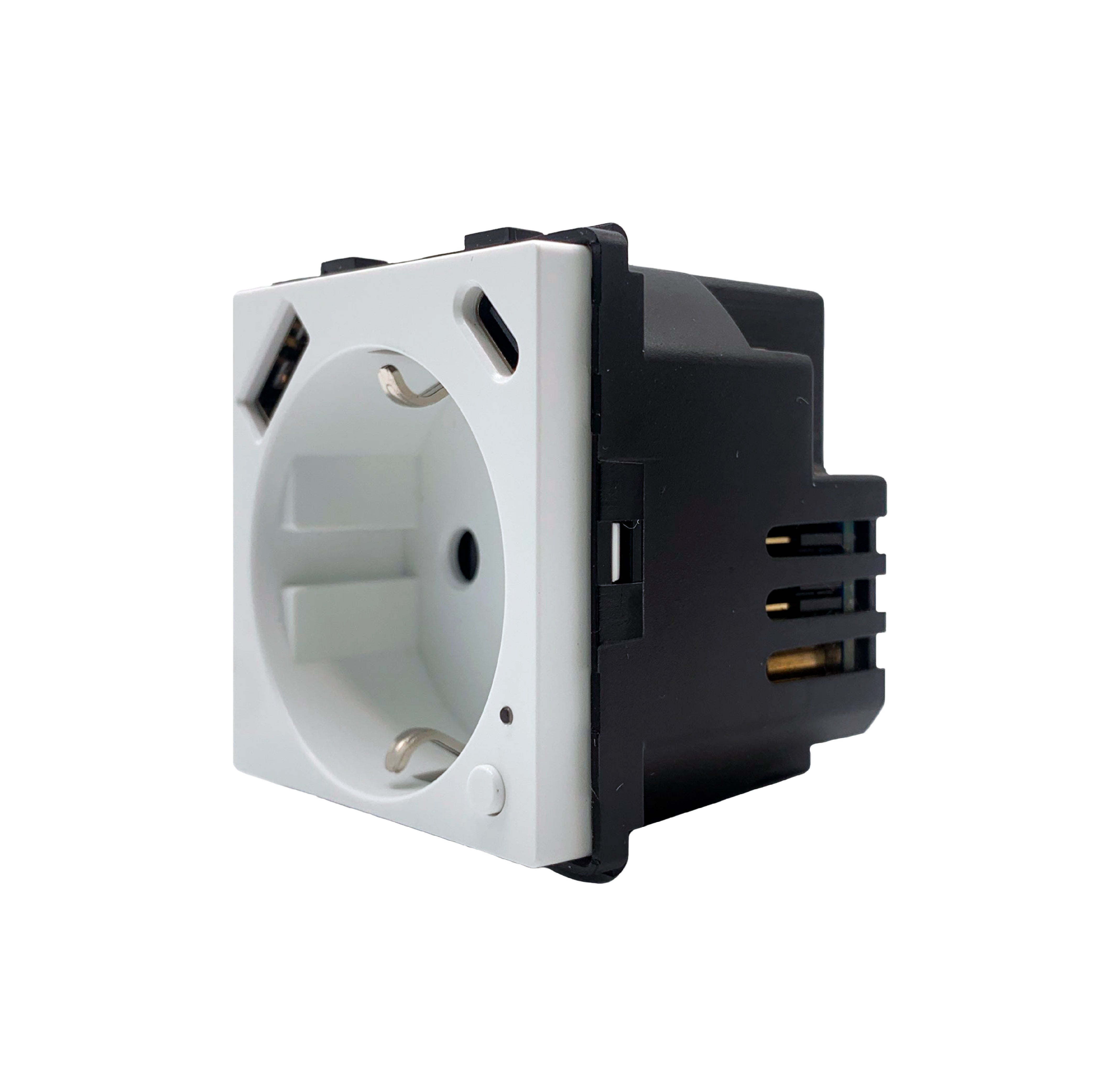 Smartify  Módulo Tomada Inteligente Wifi c/  USB-C e USB-A c/ Medidor de Energia Branco  – dispositivo compacto para automação residencial, permitindo controlo remoto via app ou assistente de voz.