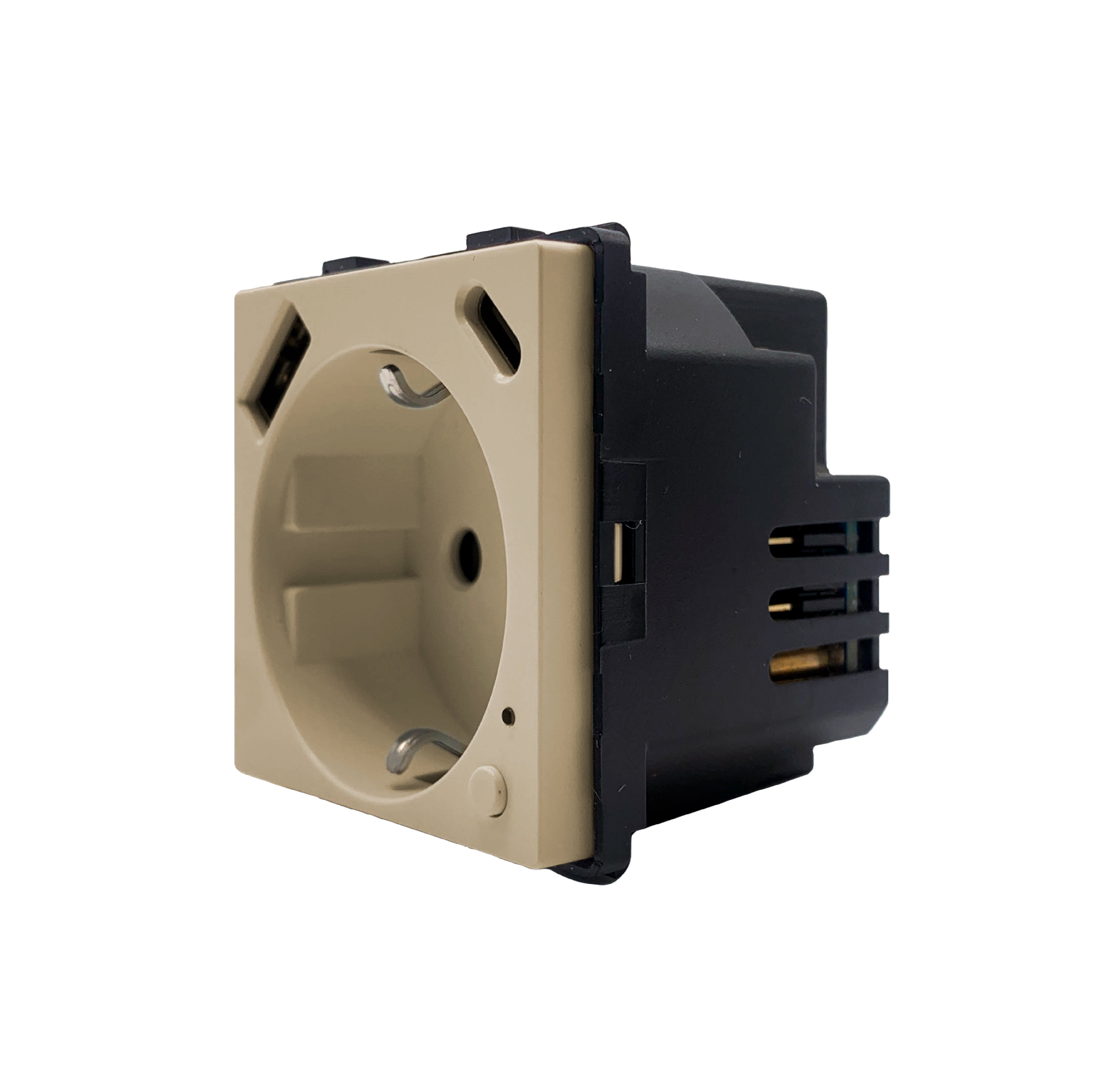 Smartify  Módulo Tomada Inteligente Wifi c/  USB-C e USB-A c/ Medidor de Energia Dourado – dispositivo compacto para automação residencial, permitindo controlo remoto via app ou assistente de voz.