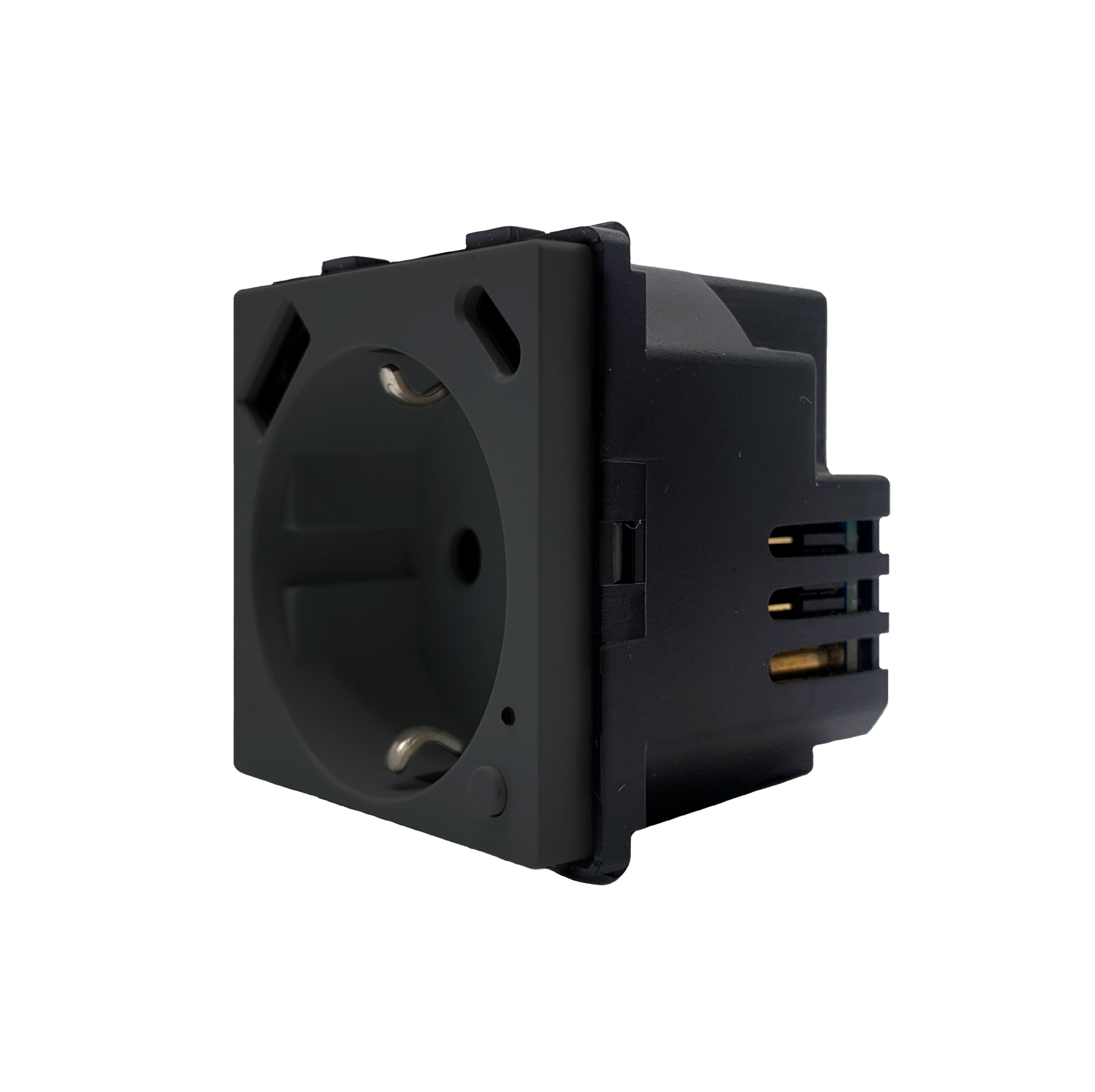 Smartify  Módulo Tomada Inteligente Wifi c/  USB-C e USB-A c/ Medidor de Energia Preto  – dispositivo compacto para automação residencial, permitindo controlo remoto via app ou assistente de voz.