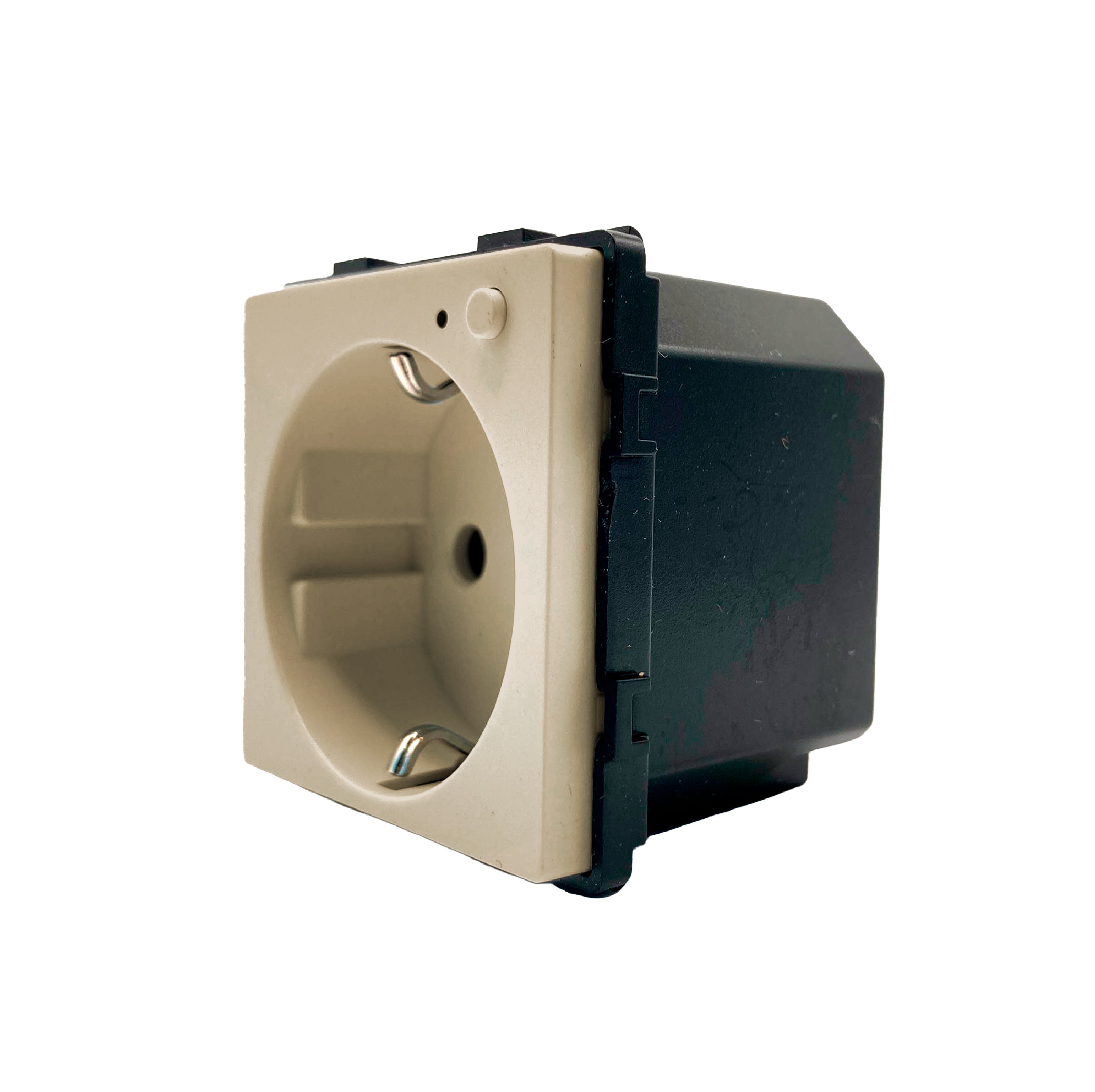 Smartify  Módulo Tomada Inteligente Wifi c/ Medidor de Energia dourado – dispositivo compacto para automação residencial, permitindo controlo remoto via app ou assistente de voz.