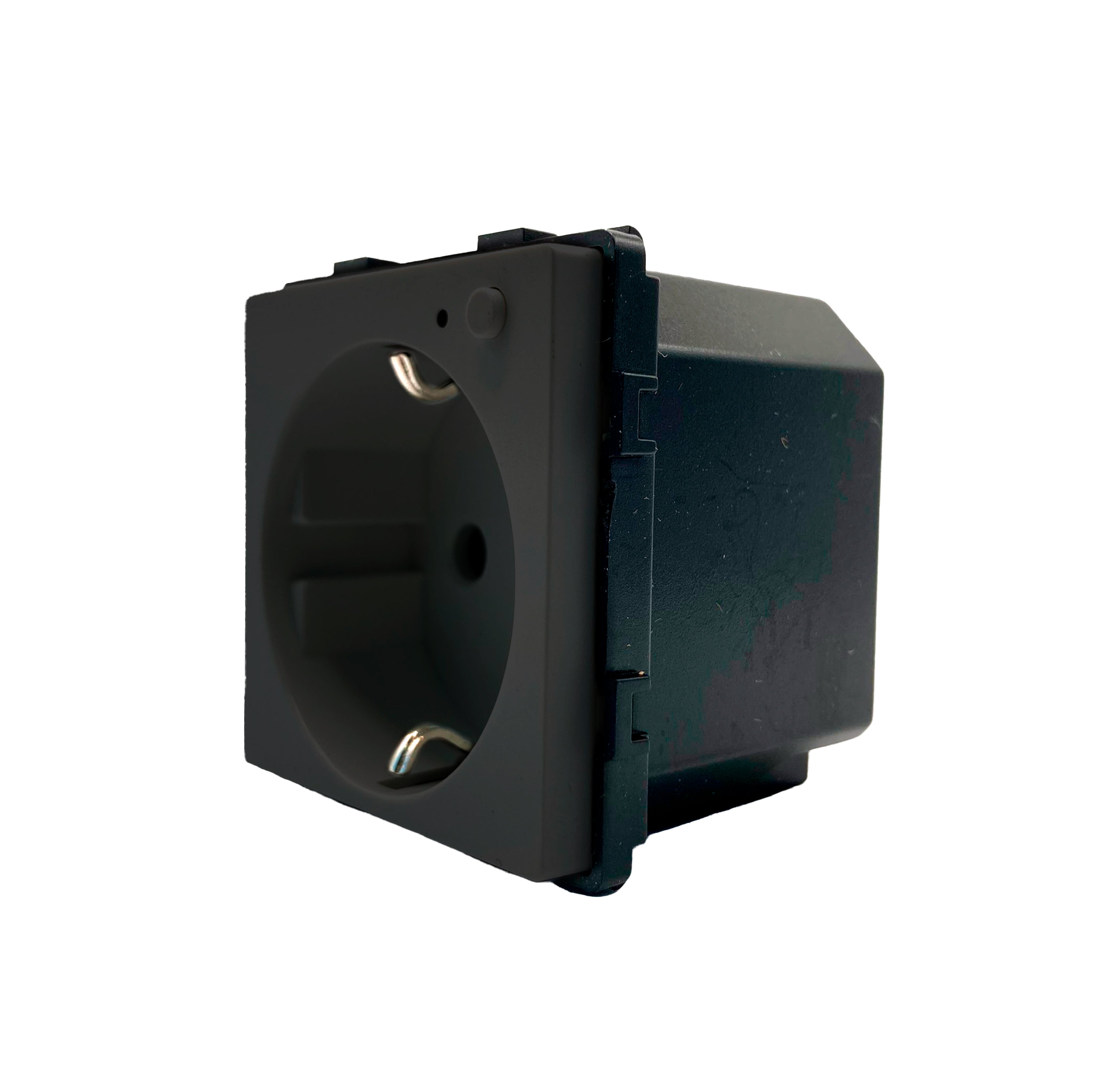 Smartify  Módulo Tomada Inteligente Wifi c/ Medidor de Energia preto – dispositivo compacto para automação residencial, permitindo controlo remoto via app ou assistente de voz.