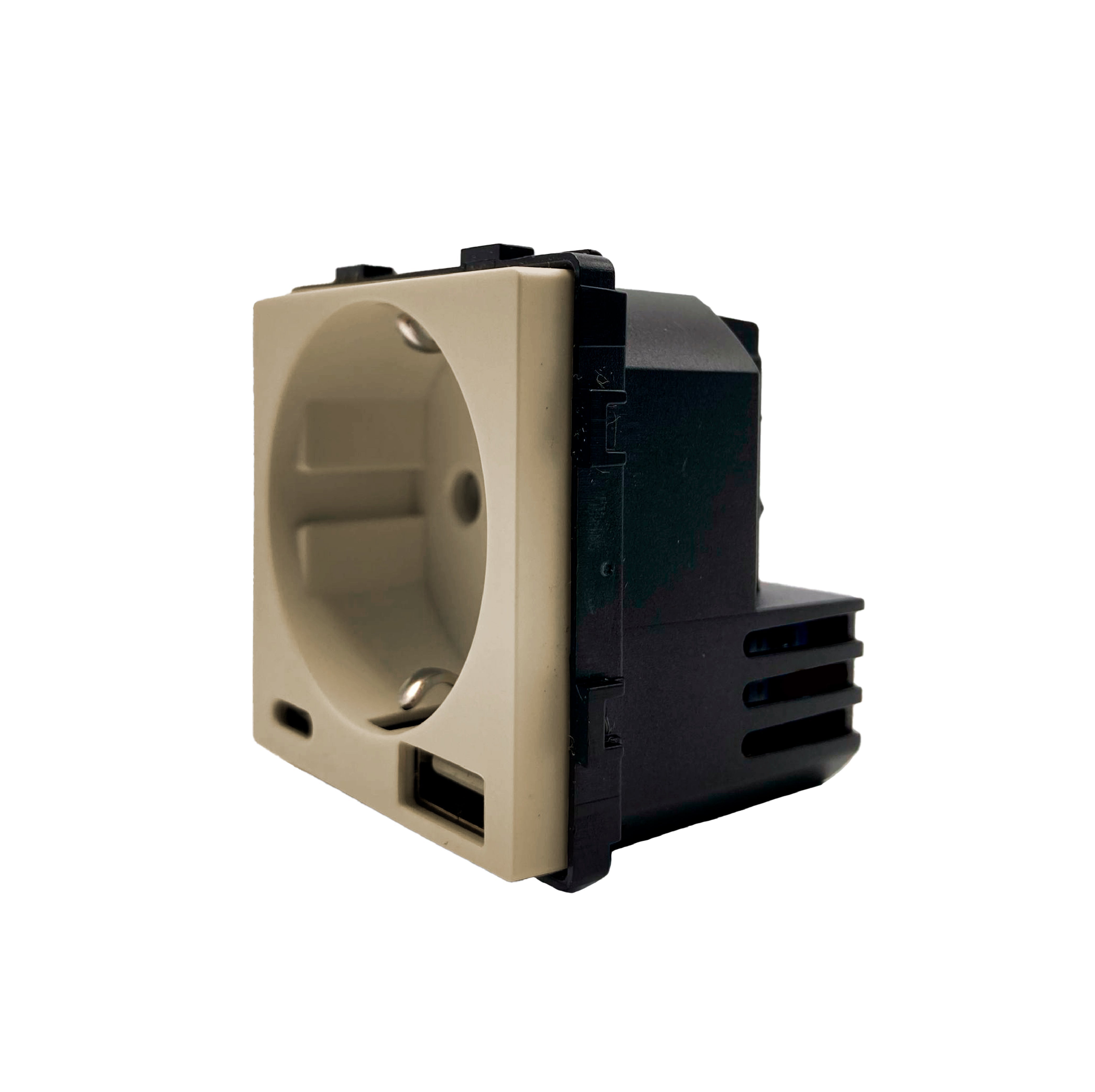 Smartify  Módulo Tomada com USB-A e USB-C Dourado – dispositivo compacto para automação residencial.