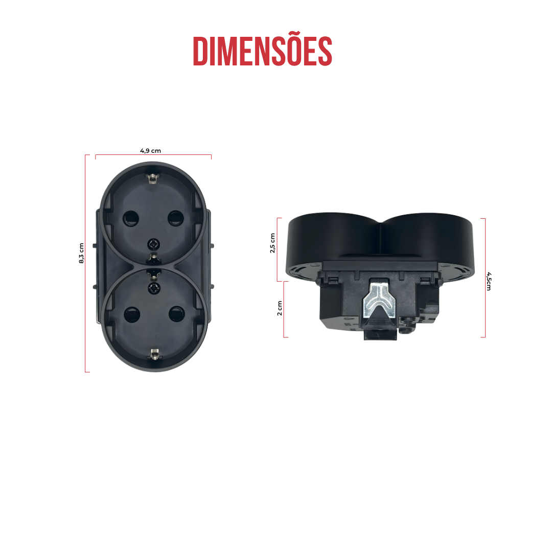 Smartify vPro Módulo Tomada Dupla 2-em-1 Preto - SYPMTDENOPR