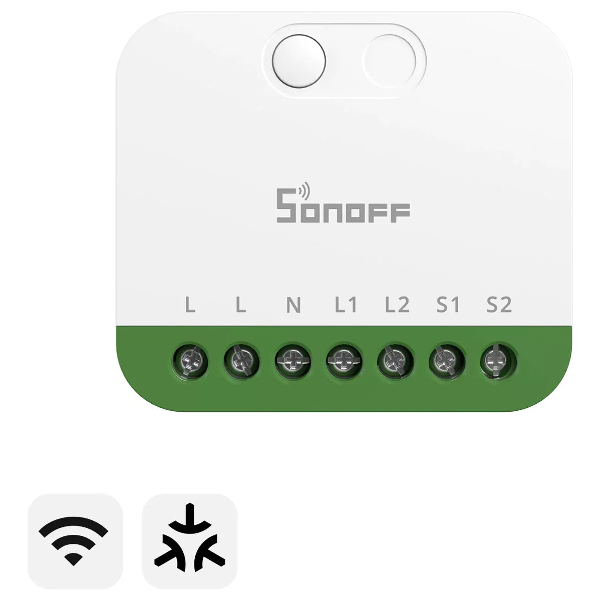 O Sonoff MINI-2GS é um interruptor inteligente compacto de dois canais, concebido para transformar circuitos elétricos tradicionais em dispositivos inteligentes totalmente controláveis.