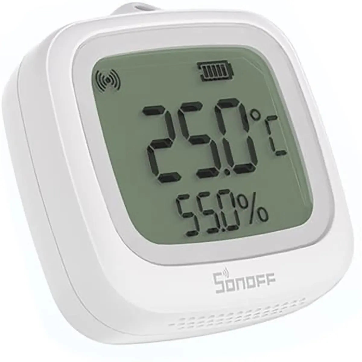 O SONOFF SNZB-02WD é um sensor inteligente de temperatura e humidade com ecrã LCD e conectividade Zigbee 3.0, desenvolvido para monitorizar em tempo real as condições ambientais em espaços interiores, incluindo locais com maior nível de humidade.