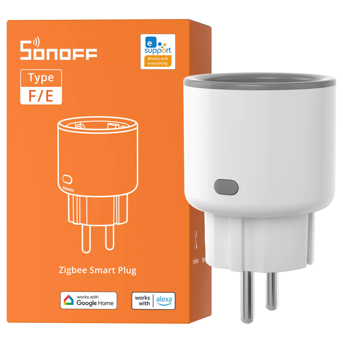 A Sonoff S60ZBTPF é uma tomada inteligente Zigbee 3.0 do tipo Schuko (E/F), desenvolvida para oferecer controlo eficiente de dispositivos elétricos e monitorização detalhada do consumo de energia.