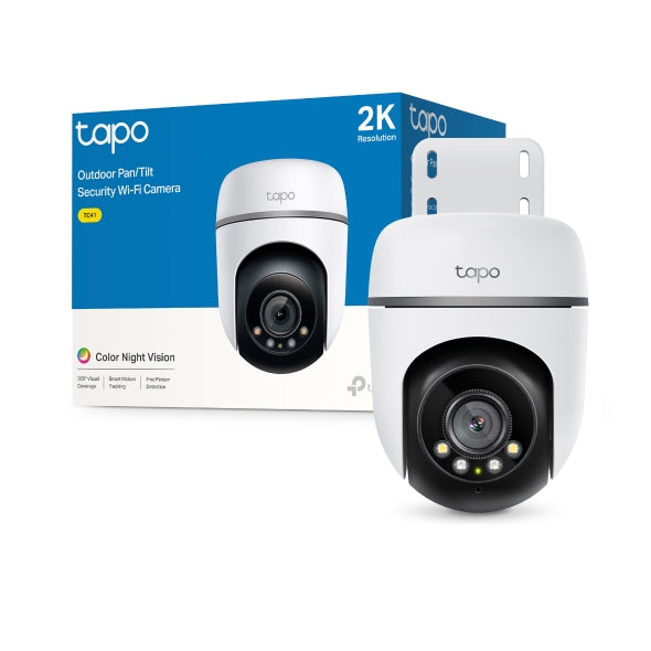 Câmara de Vigilância Exterior TP-Link Tapo TC41 2K Pan/Tilt com Wi-Fi, Visão Noturna e IP65