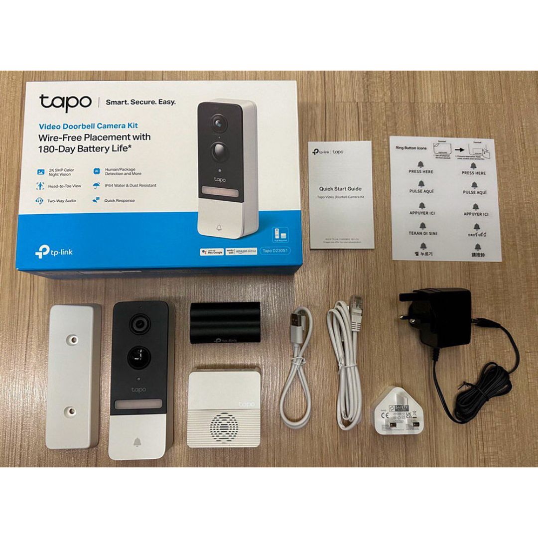 Kit de vídeo-porteiro inteligente com câmara 2K, IA, visão noturna e bateria de longa duração. Ideal para segurança residencial.