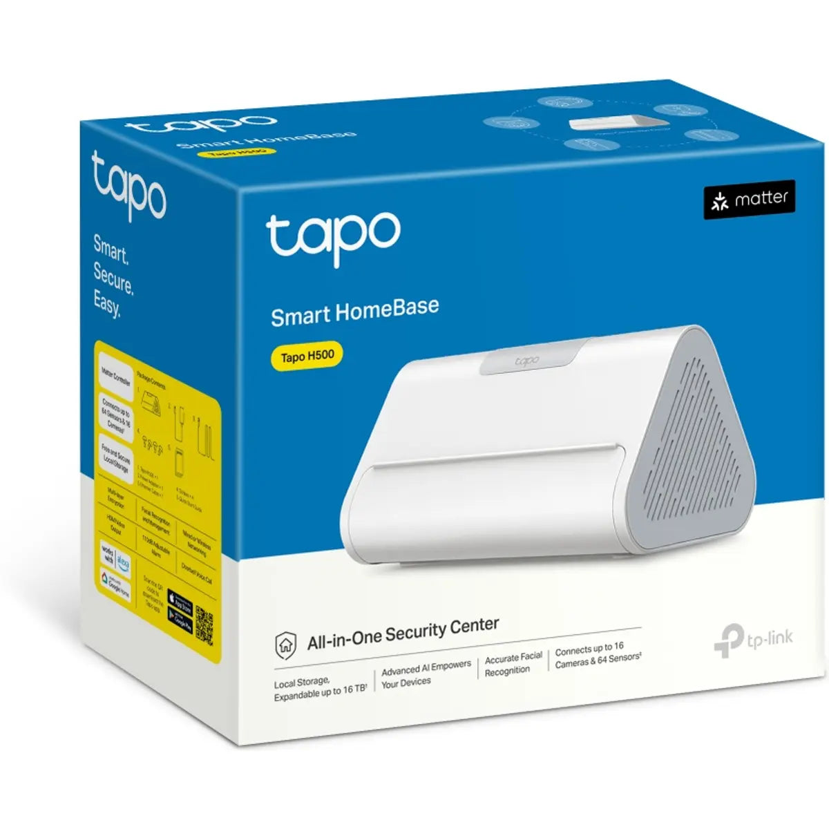O Tapo H500 é um hub inteligente desenvolvido para centralizar e elevar o nível de segurança e automação residencial. Funciona como a base do ecossistema Tapo, permitindo gerir câmaras, sensores e dispositivos inteligentes de forma simples e segura, sem necessidade de subscrições.