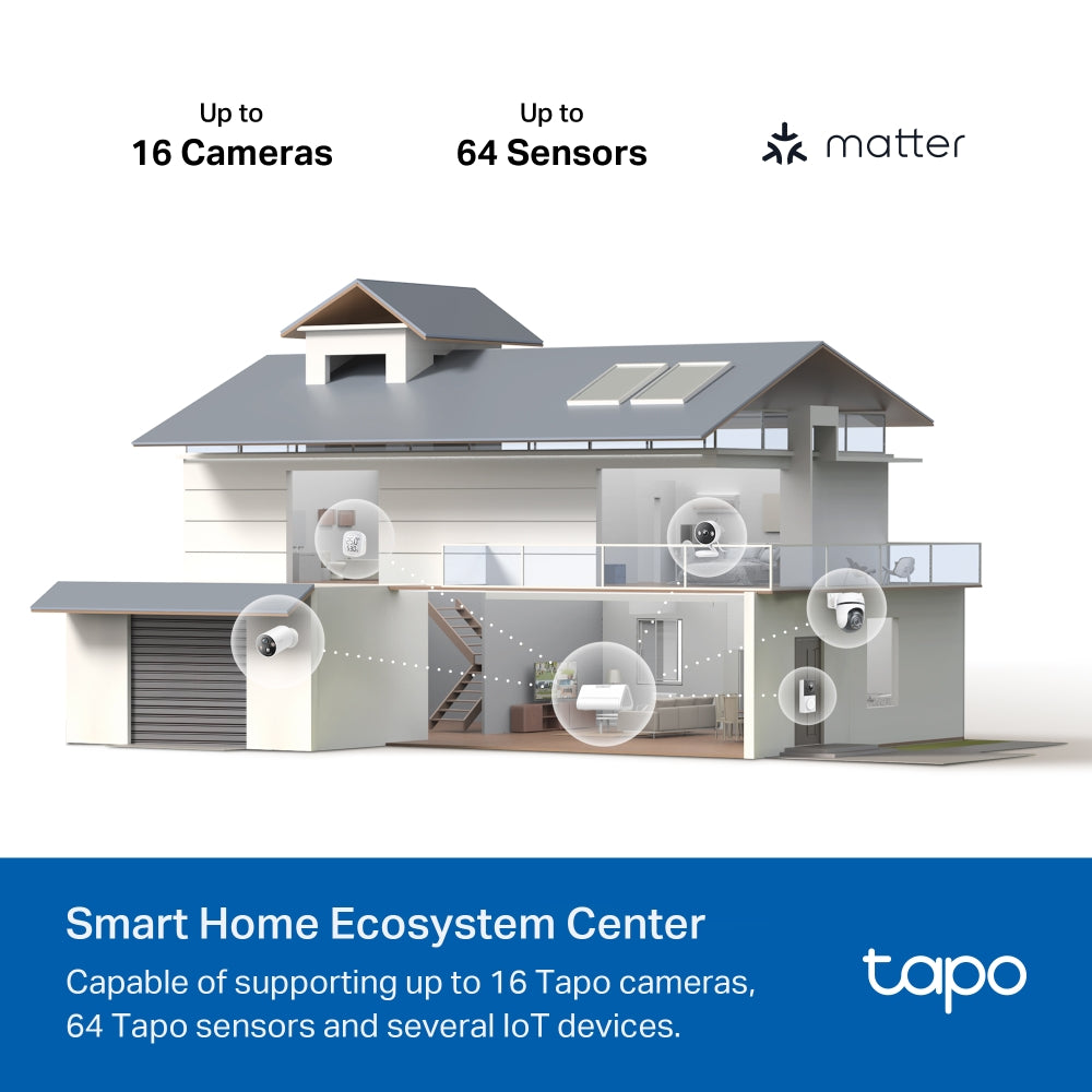 O Tapo H500 é um hub inteligente desenvolvido para centralizar e elevar o nível de segurança e automação residencial. Funciona como a base do ecossistema Tapo, permitindo gerir câmaras, sensores e dispositivos inteligentes de forma simples e segura, sem necessidade de subscrições.