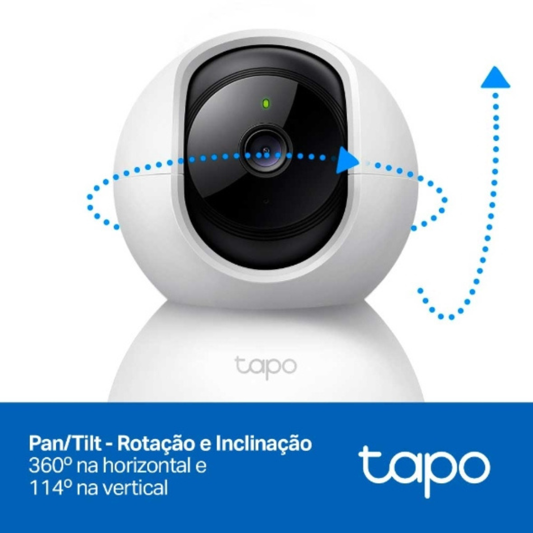 Câmara de vigilância inteligente TC70: consegue filmar quase todos os ângulos do ambiente com rotação horizontal de 360º e de 114º na vertical.