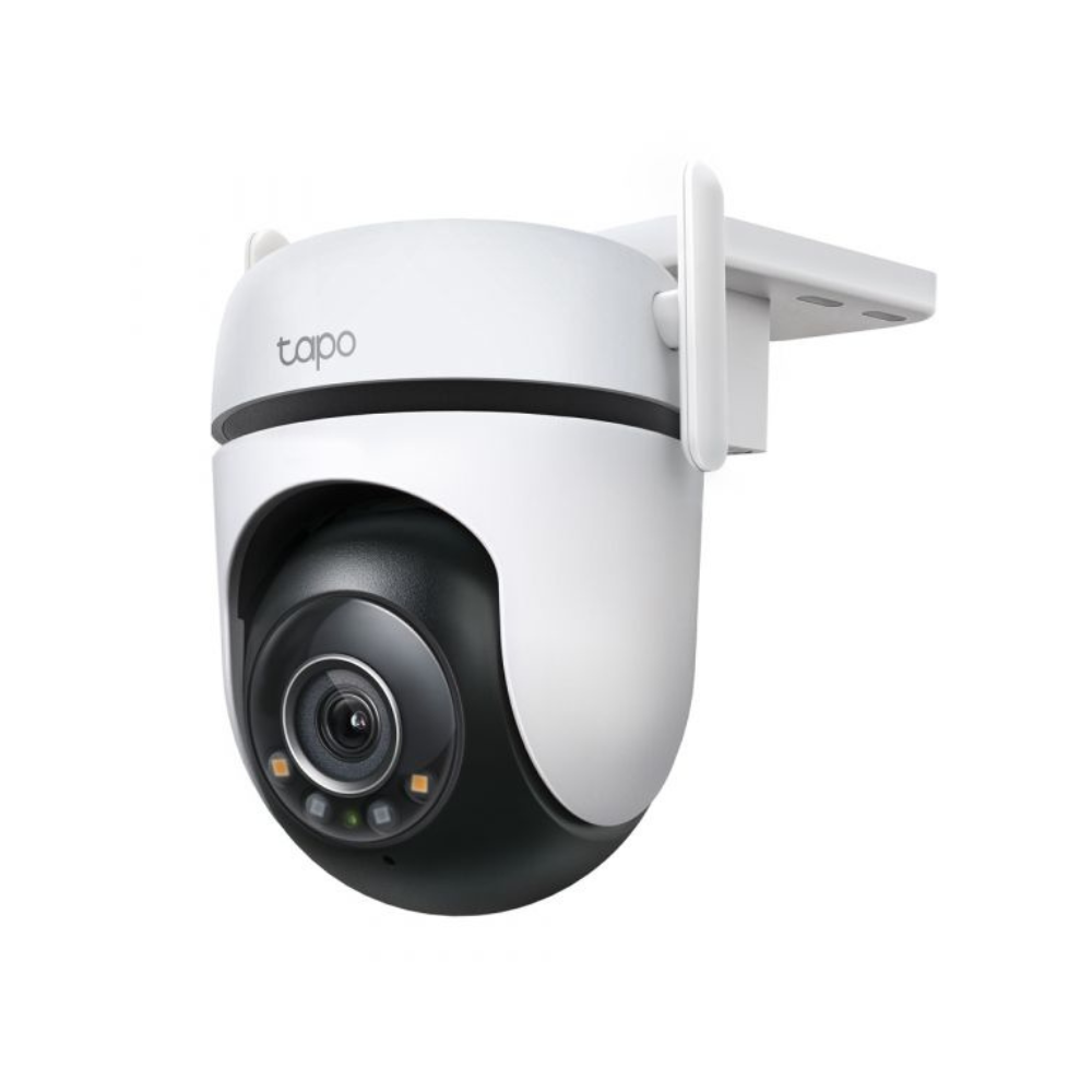 A câmara TP-Link Tapo C520WS é ideal para exterior, com certificação IP66 e imagem 2K QHD (2560×1440). Oferece visão noturna a cores com sensor Starlight e lente F1.6, garantindo nitidez mesmo com pouca luz.