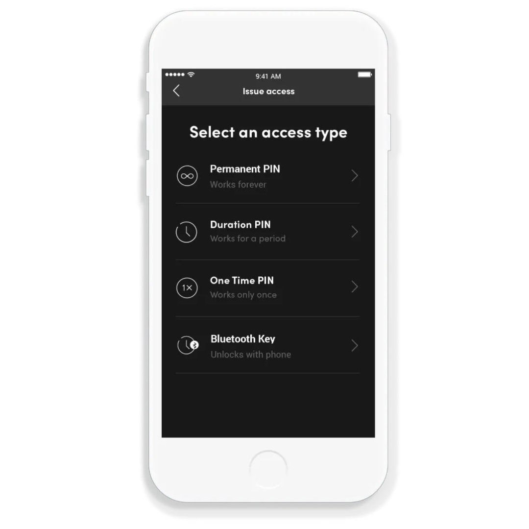 Fechadura inteligente Glaas do rim lock igloohome:  Podes configurar e ter controlo da fechadura pela aplicação.