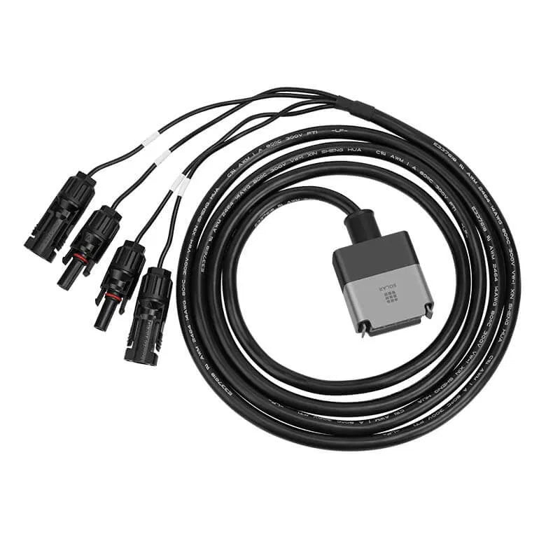 O cabo EcoFlow BKW-Solar de 2,1m assegura uma ligação fiável entre o painel solar e o microinversor, proporcionando instalação segura e eficiente.