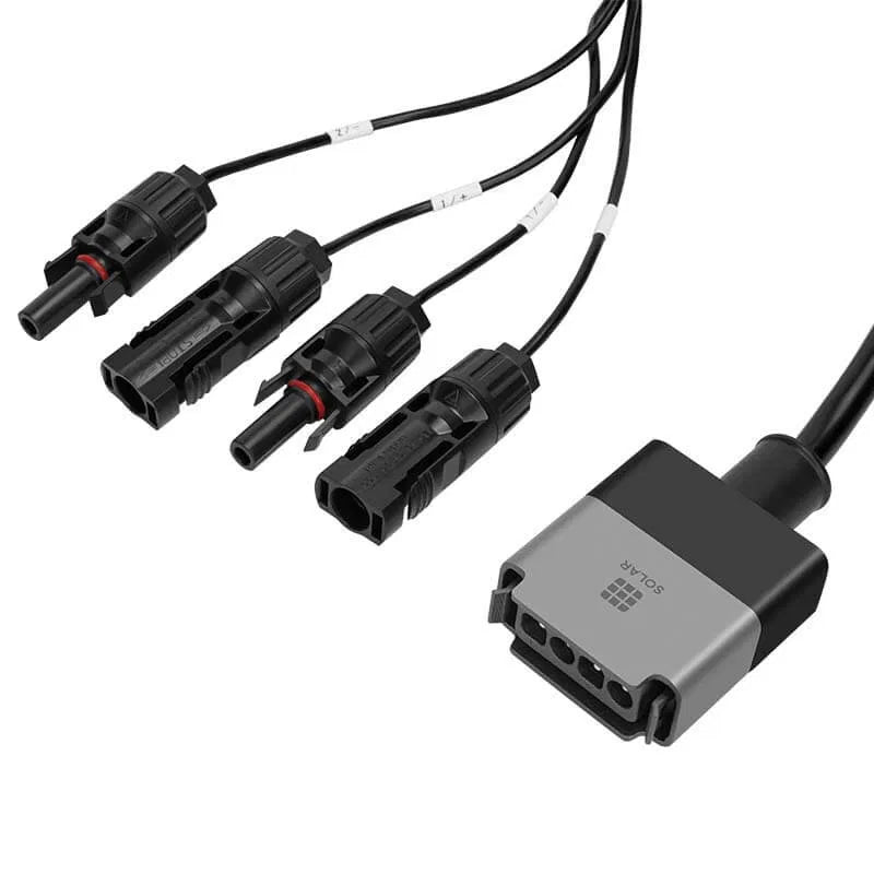 O cabo EcoFlow BKW-Solar de 2,1m assegura uma ligação fiável entre o painel solar e o microinversor, proporcionando instalação segura e eficiente.