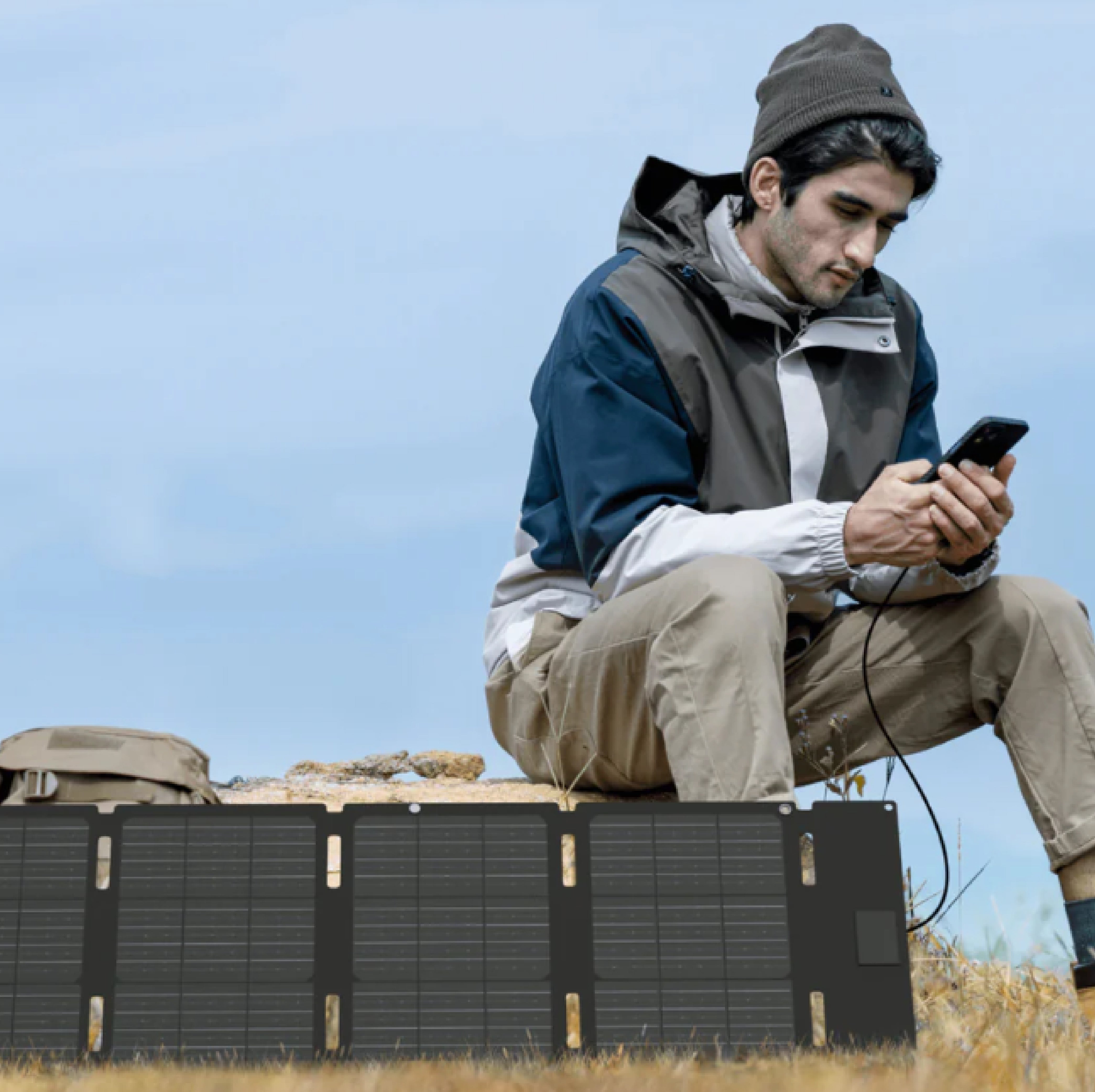 Painel solar portátil ECOFLOW 45W: Case pratica e portátil.