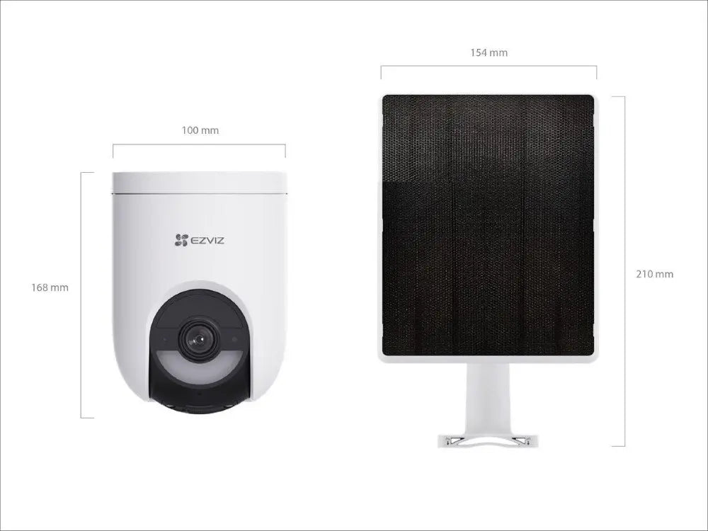Dimensões da câmara e do painel solar EZVIZ HB8 Lite 3K+