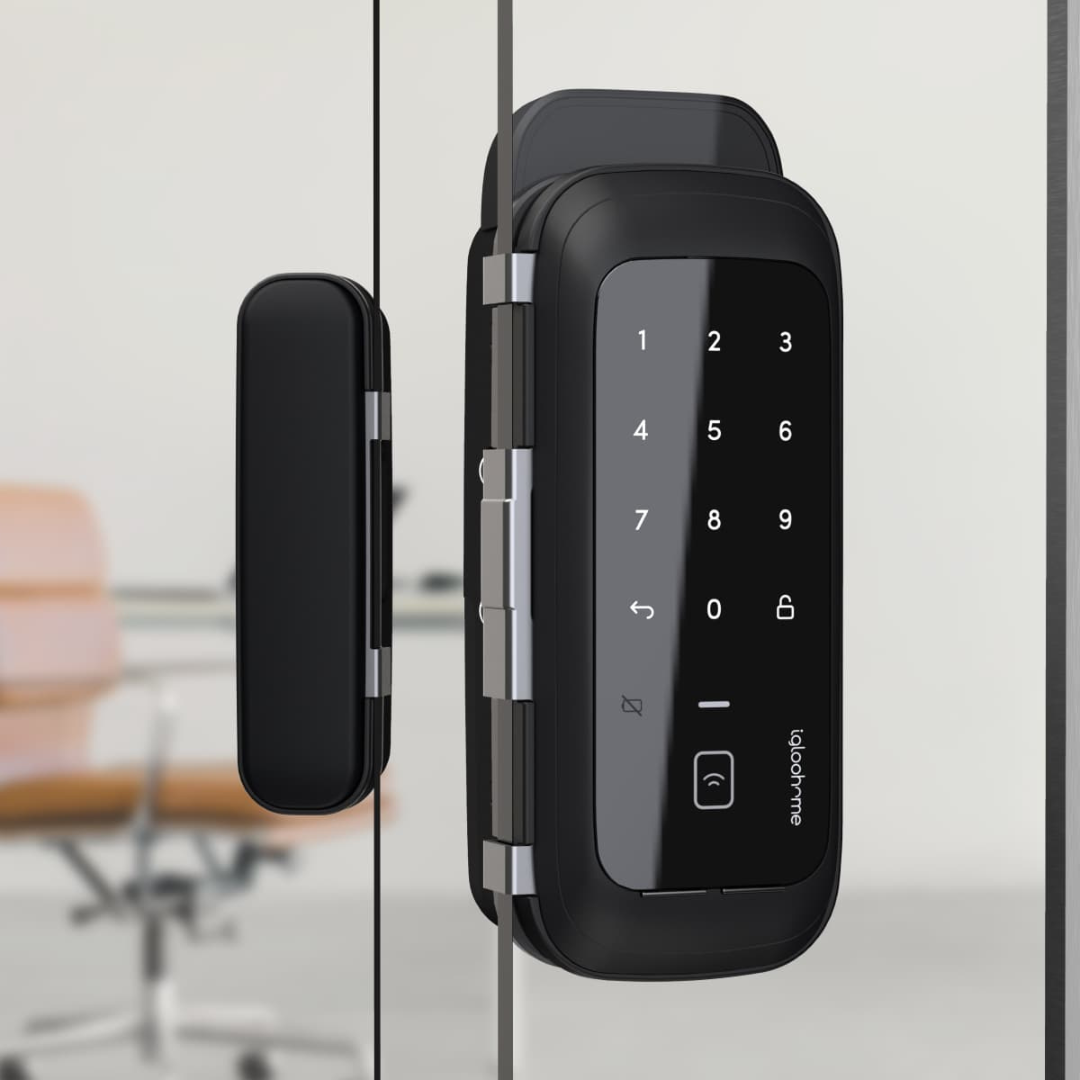 Fechadura inteligente Glaas do rim lock igloohome: Encaixe perfeito para tua porta de vidro.