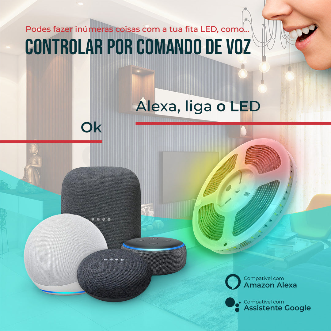 Fita LED Inteligente WiFi RGB-CCT (Cores + Branco) de 5M Smartify - Smartify - Casa Inteligente - Smart Home - Domotica - Casas Inteligentes