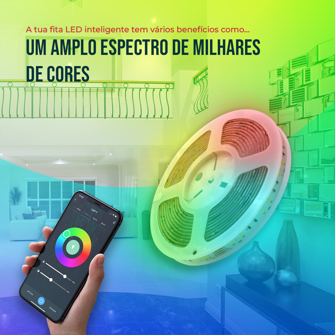 Fita LED Inteligente WiFi RGB-CCT (Cores + Branco) de 5M Smartify - Smartify - Casa Inteligente - Smart Home - Domotica - Casas Inteligentes
