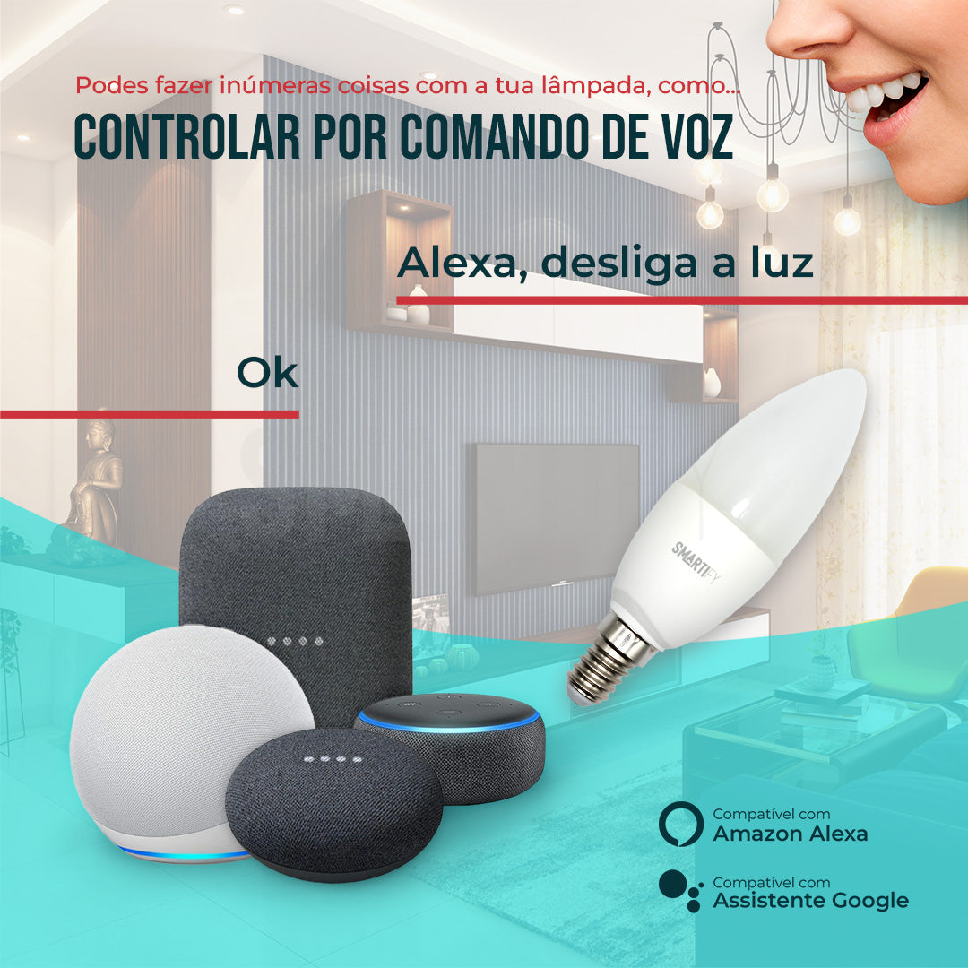 Lâmpada LED RGB - CCT (Cores + Branco) Inteligente E14 WiFi Smartify - Smartify - Casa Inteligente - Smart Home - Domotica - Casas Inteligentes