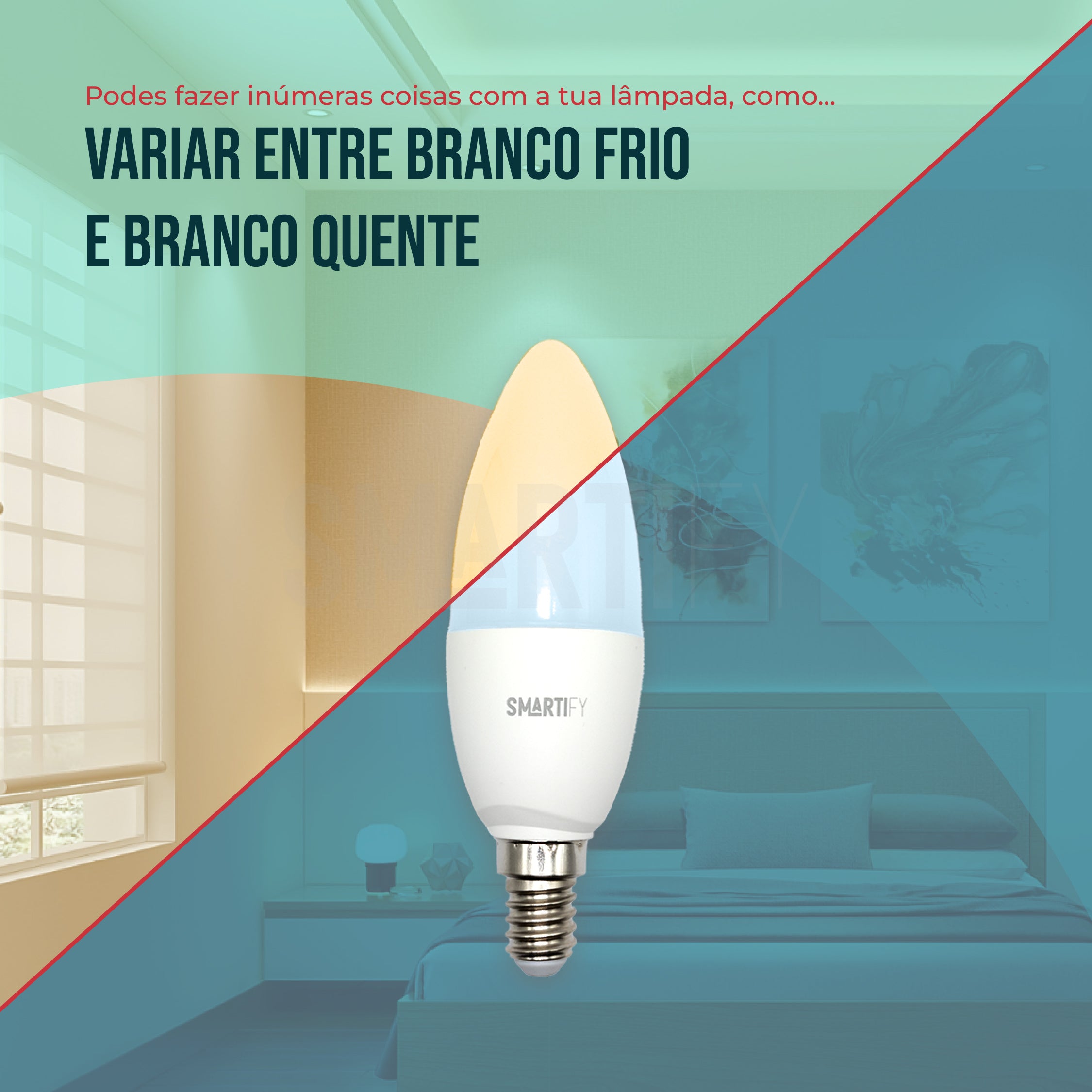 Lâmpada LED RGB - CCT (Cores + Branco) Inteligente E14 WiFi Smartify - Smartify - Casa Inteligente - Smart Home - Domotica - Casas Inteligentes