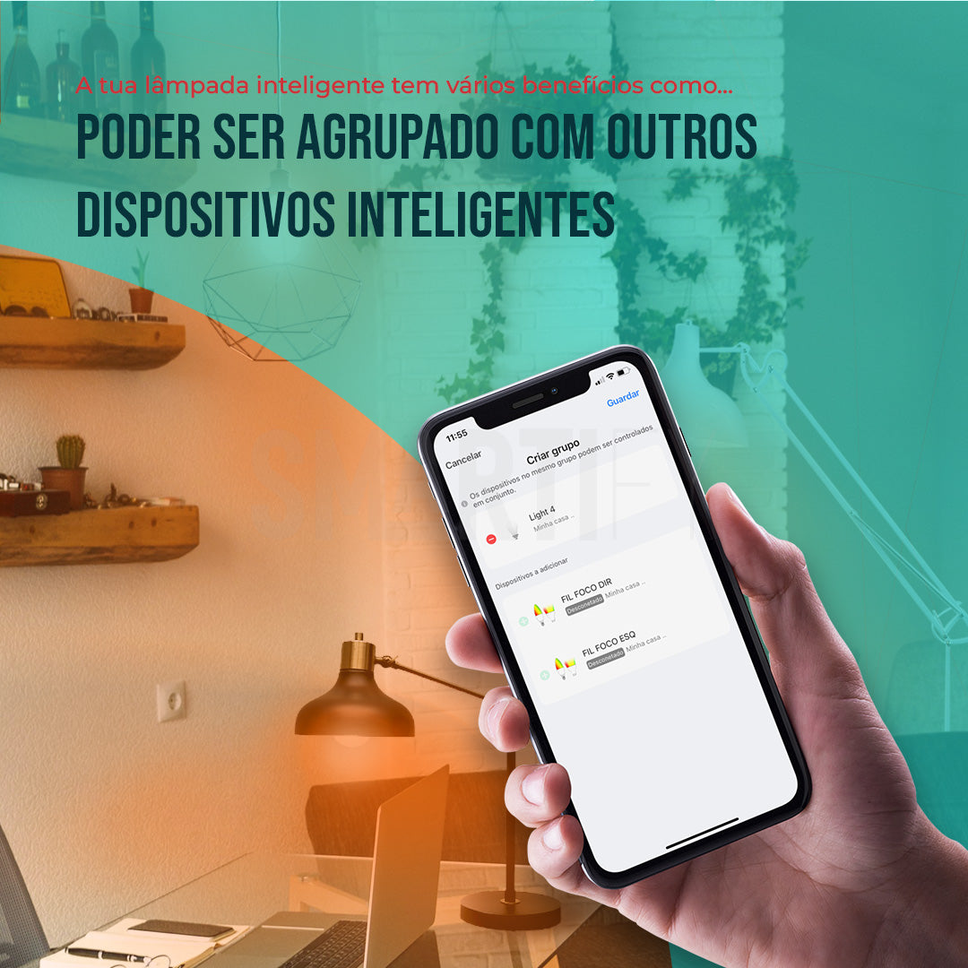 Lâmpada LED RGB - CCT (Cores + Branco) Inteligente E27 WiFi Smartify - Smartify - Casa Inteligente - Smart Home - Domotica - Casas Inteligentes