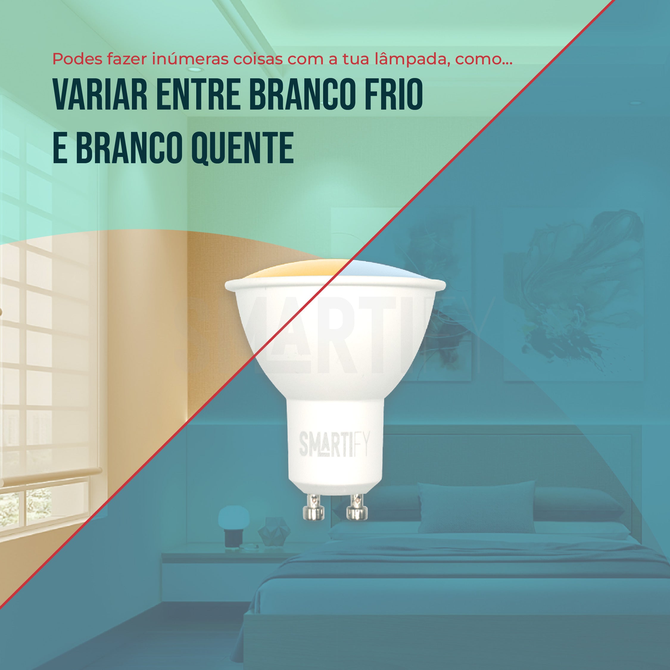 Lâmpada LED RGB - CCT (Cores + Branco) Inteligente GU10 WiFi Smartify - Smartify - Casa Inteligente - Smart Home - Domotica - Casas Inteligentes
