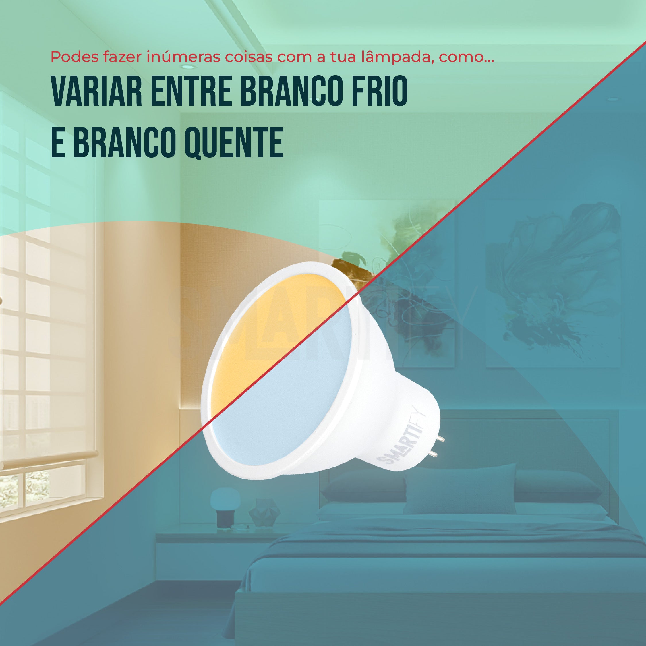 Lâmpada LED RGB - CCT (Cores + Branco) Inteligente GU5.3 WiFi Smartify - Smartify - Casa Inteligente - Smart Home - Domotica - Casas Inteligentes