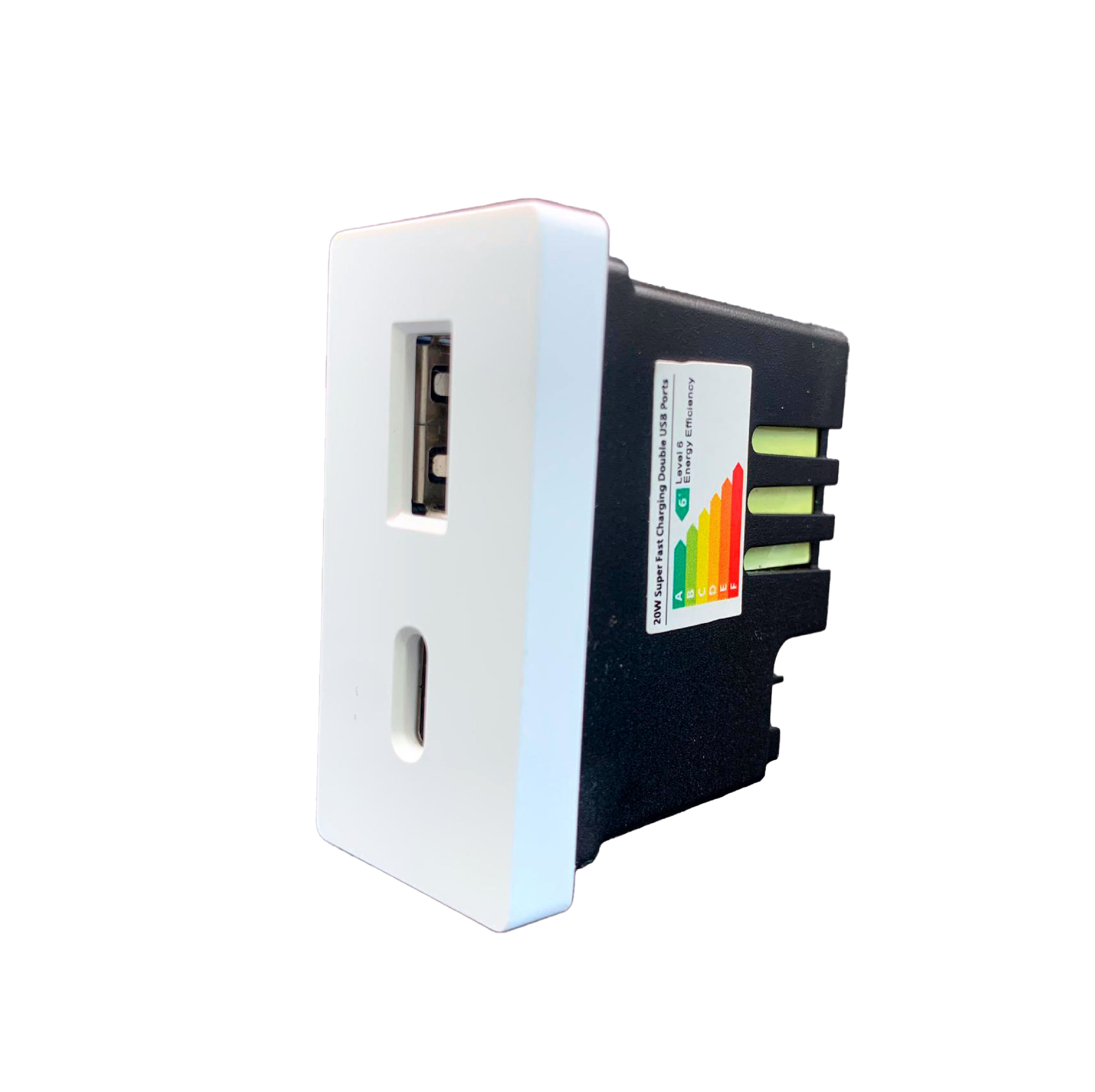 Smartify Meio Módulo USB-C + USB-A  20W Branco – dispositivo compacto.