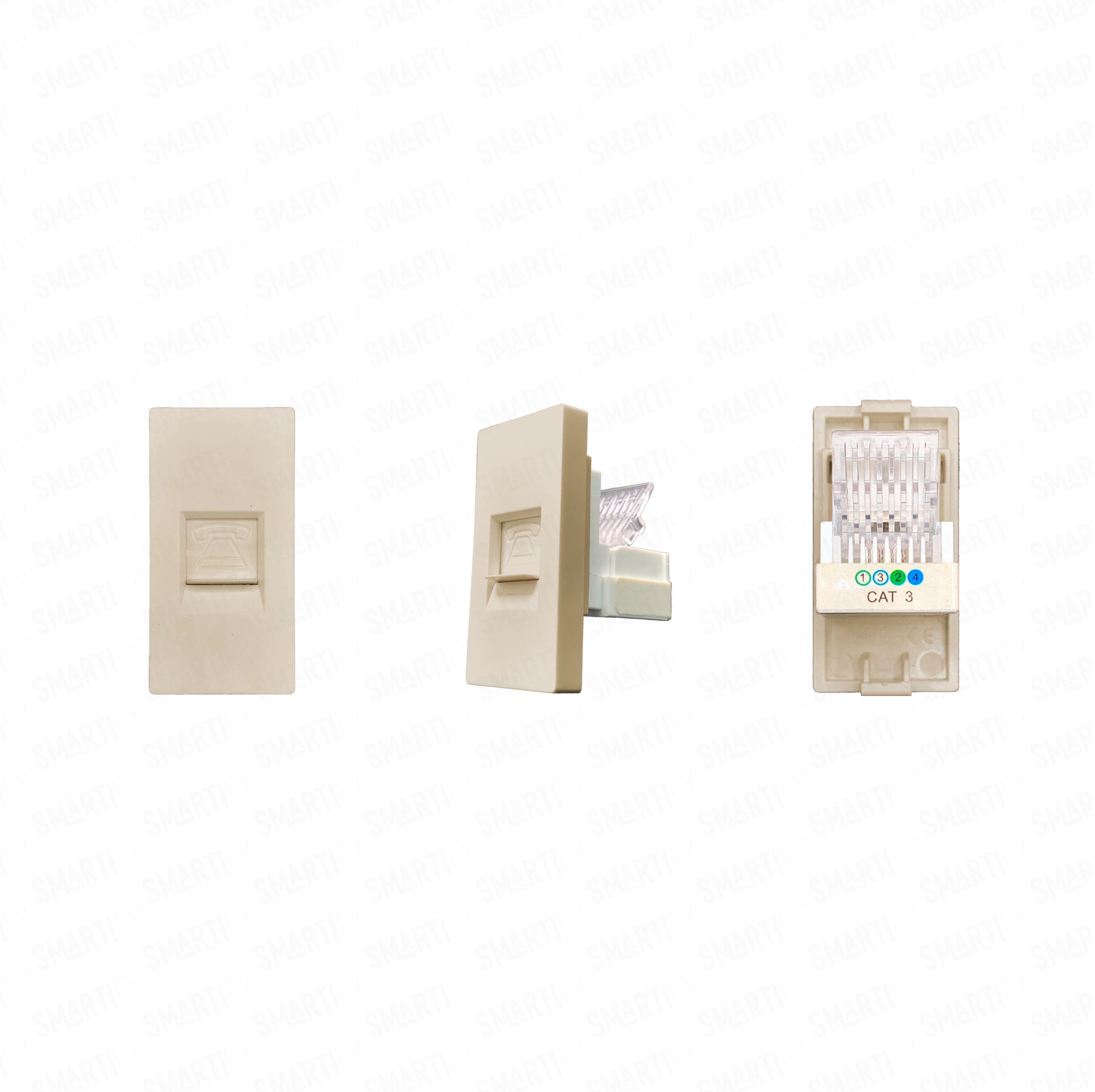 Smartify vPRO Meio Módulo de Telefone Dourado – imagem exibindo três ângulos do dispositivo, destacando seu design compacto.