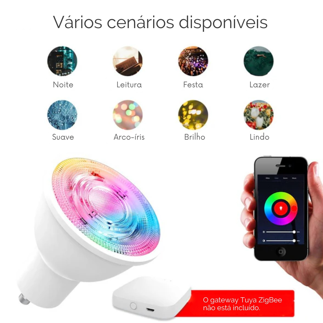 Moes Z-GU10-CW cenários RGB e controlo Smart Life