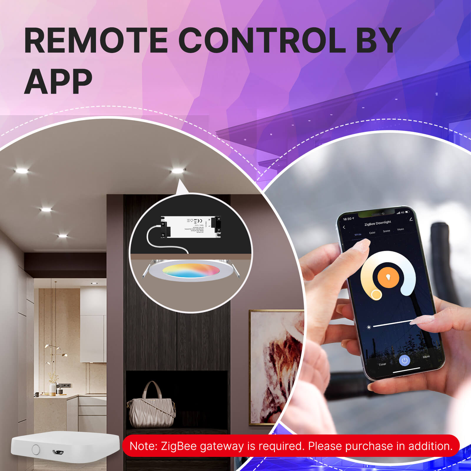 Moes Z-TDD6 spot embutido Zigbee com controlo por aplicação